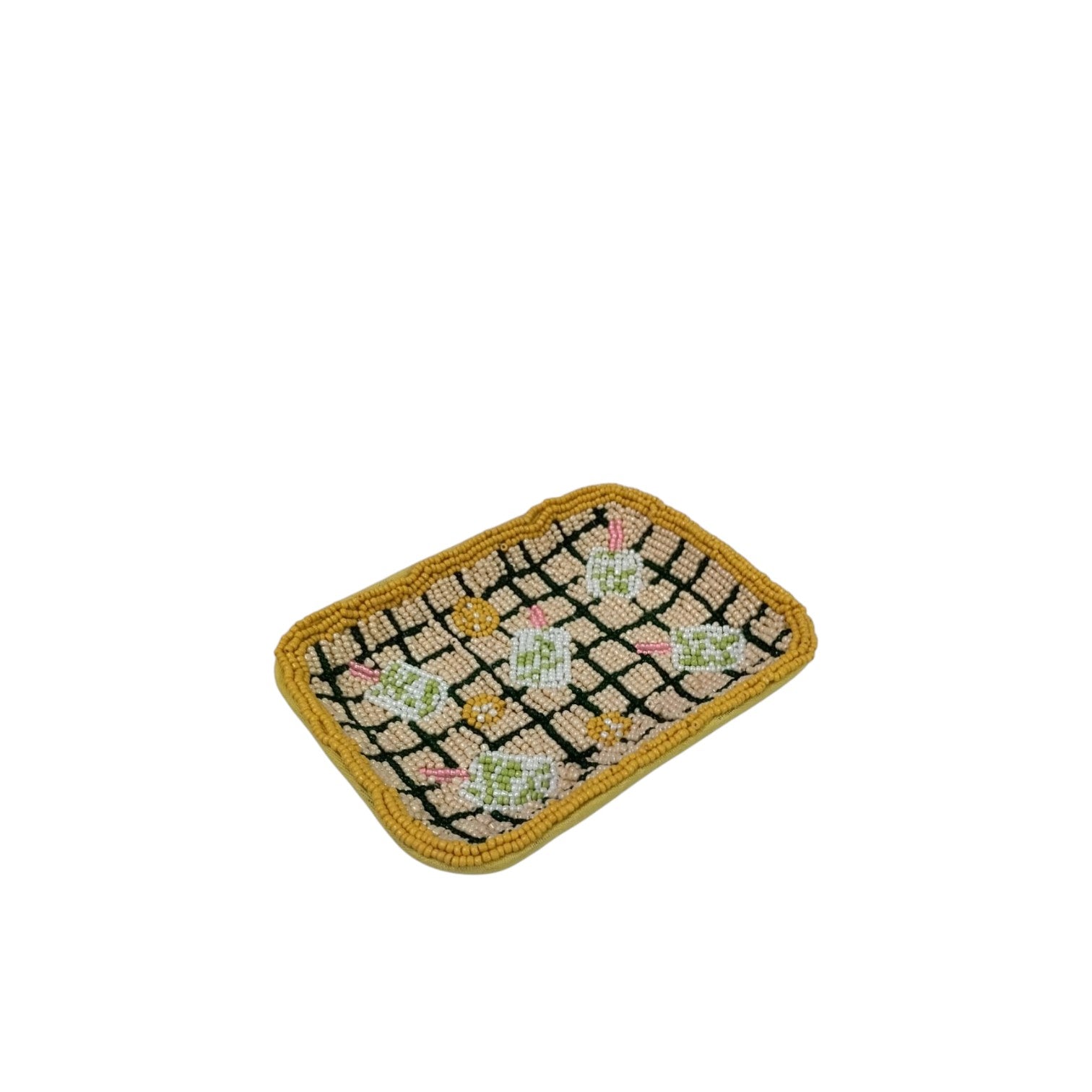 Hand-Beaded Floral Trinket Tray