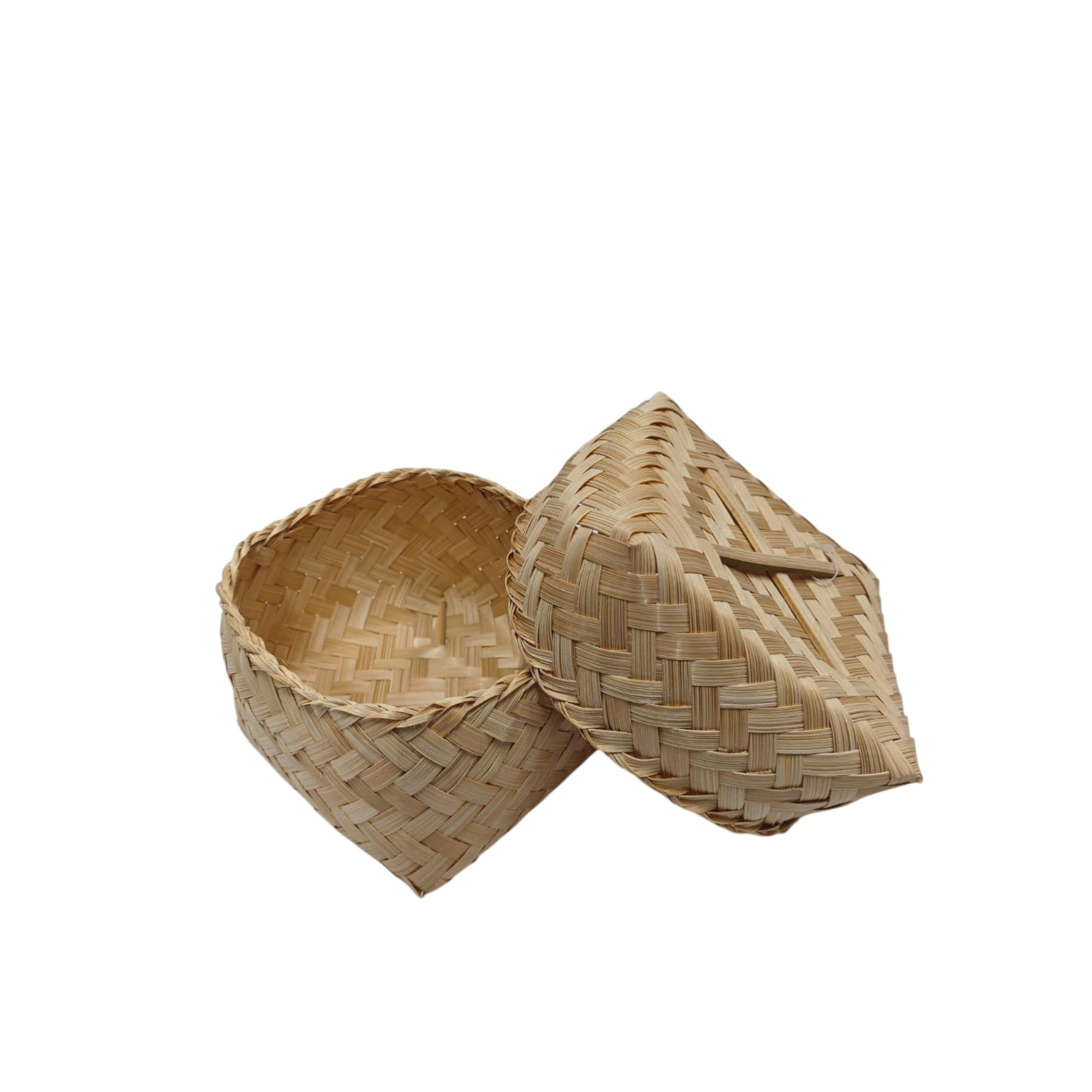 Handwoven Bamboo Heart-Shaped Trinket Box