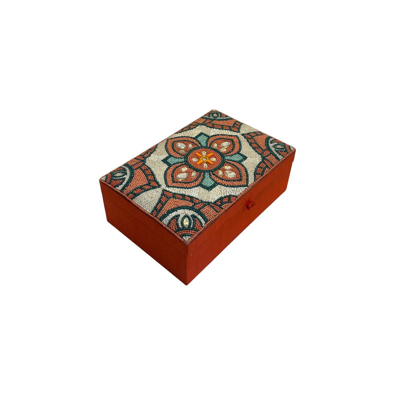 Multicolor Beaded Flower Look Jewellery Box