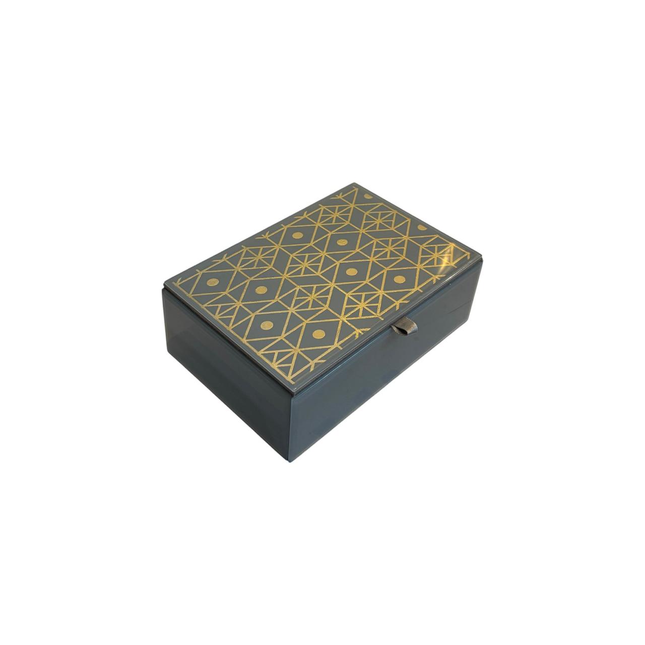 Glass Geometric Design Jewellery Box