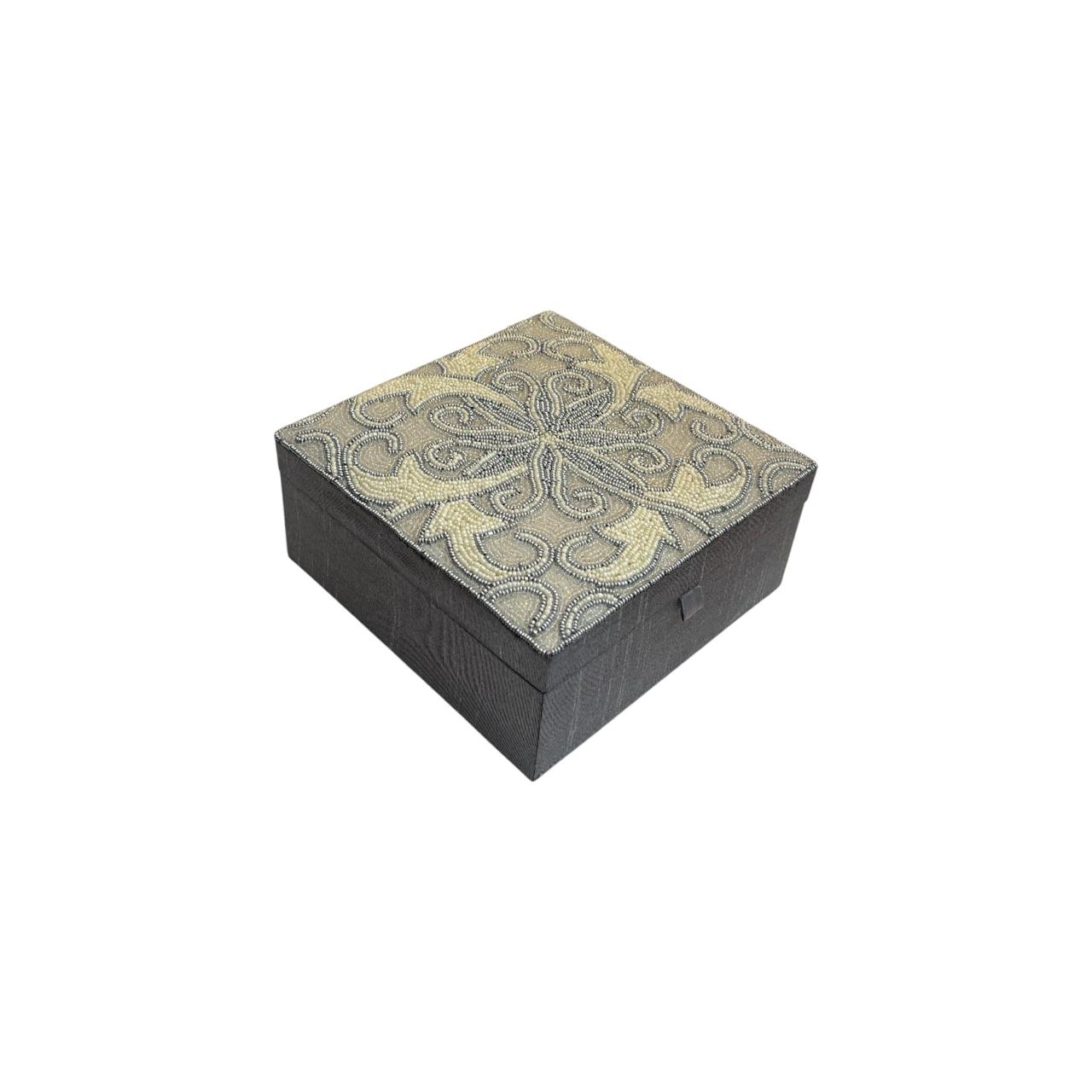 Beaded Floral Look Jewellery Box