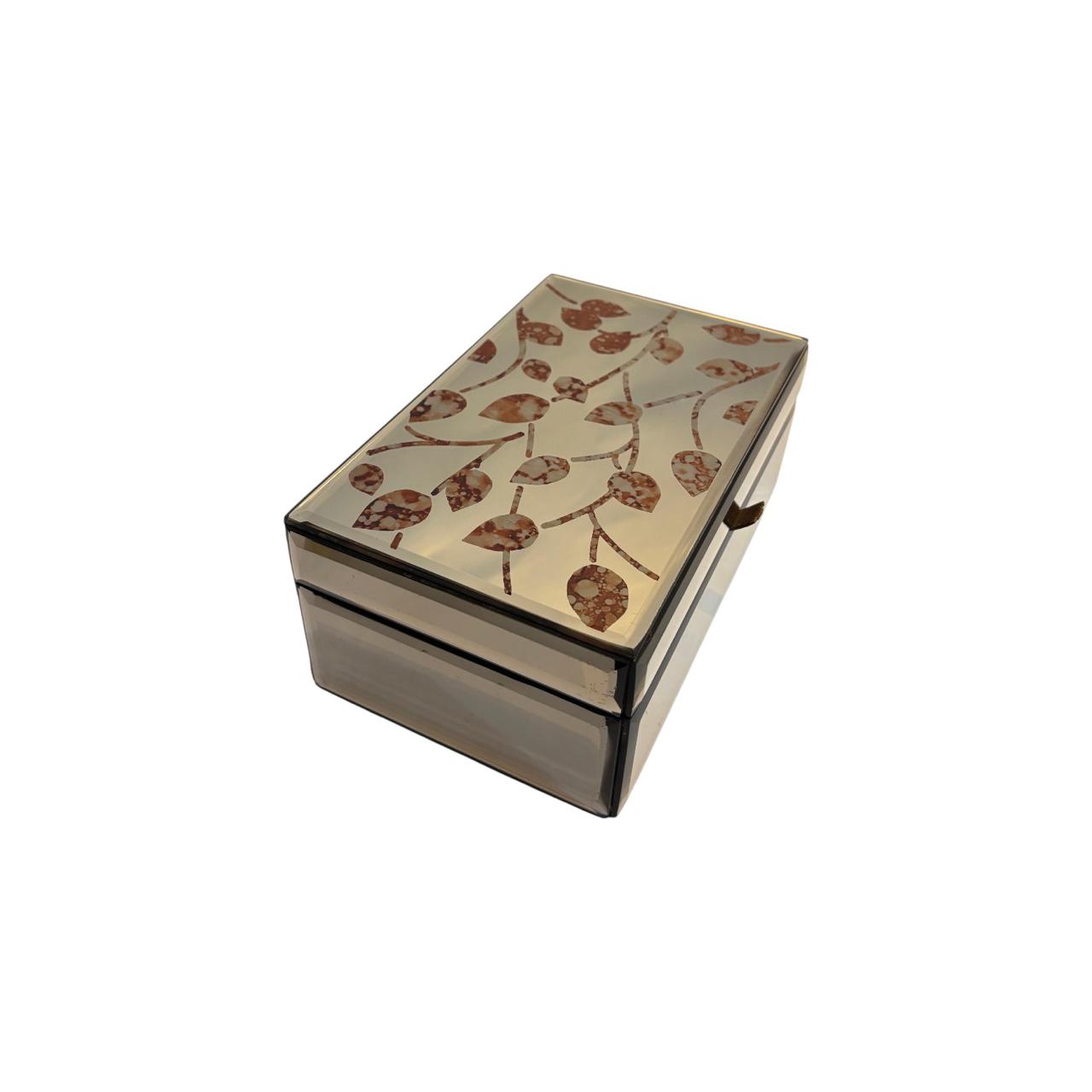  Glass Leaf Design Jewellery Box 
