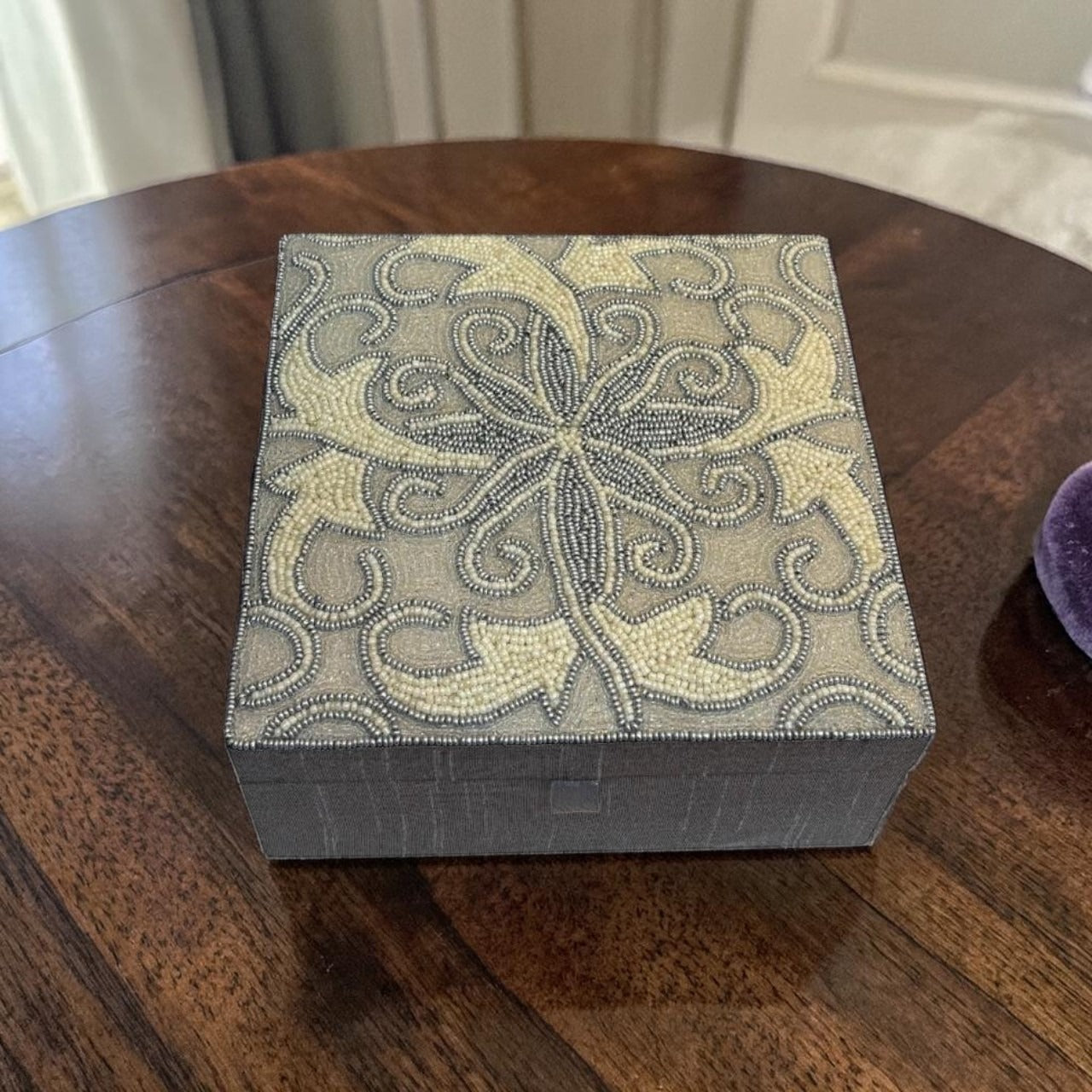 Beaded Floral Look Jewellery Box