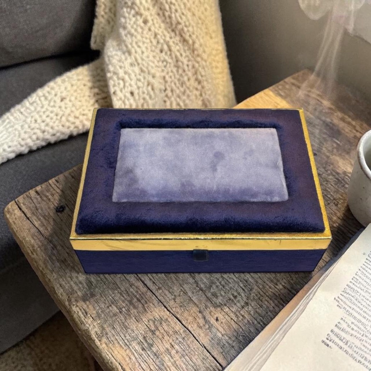 Blue Velvet Jewellery Box