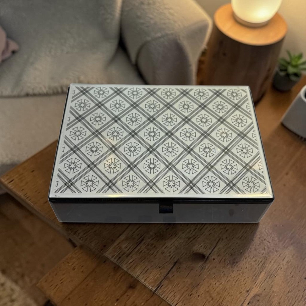 Glass Floral Look Jewellery Box