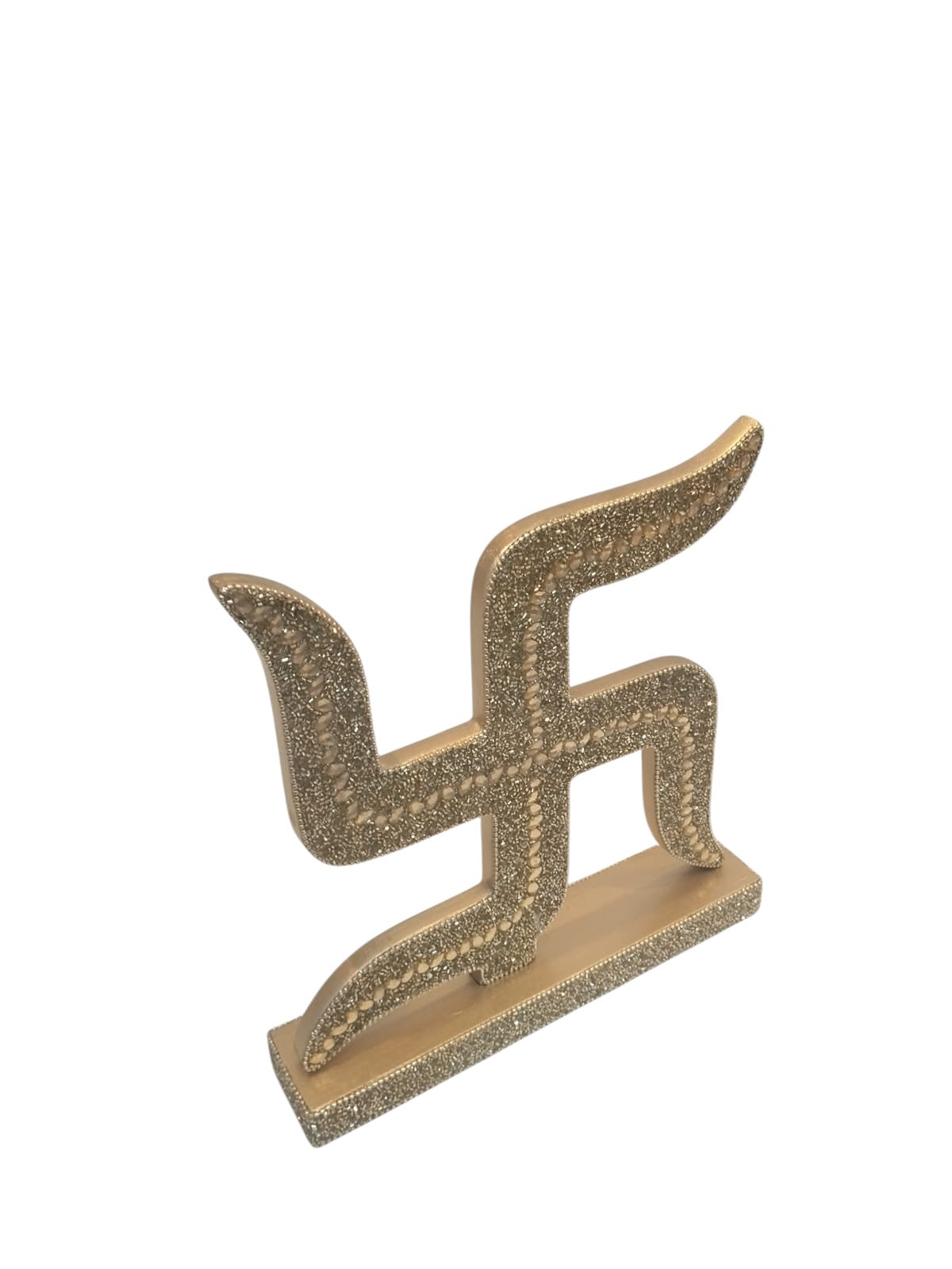 Golden Beaded Swastik Idol Stand — Handcrafted Home Decor