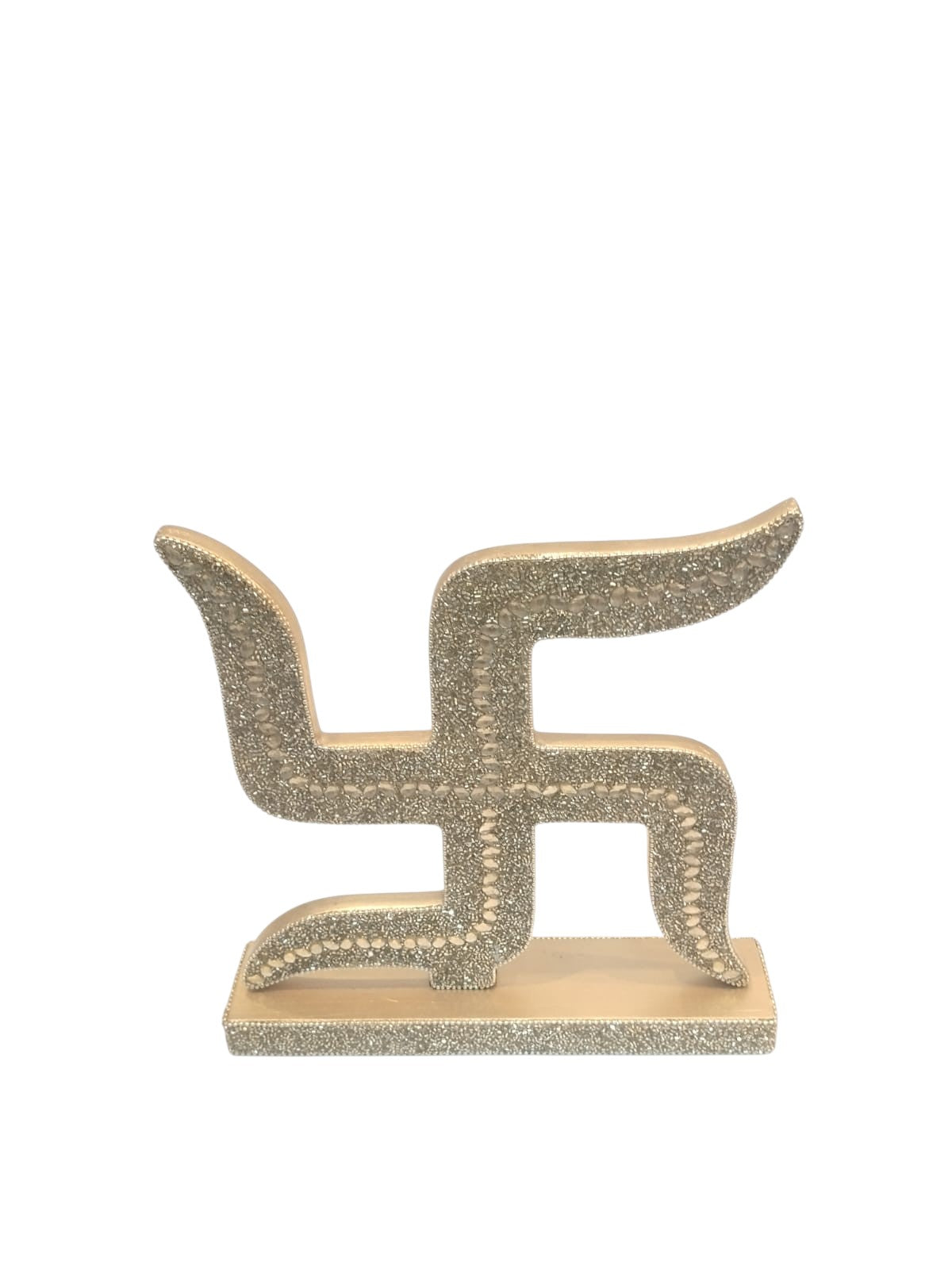 Golden Beaded Swastik Idol Stand — Handcrafted Home Decor