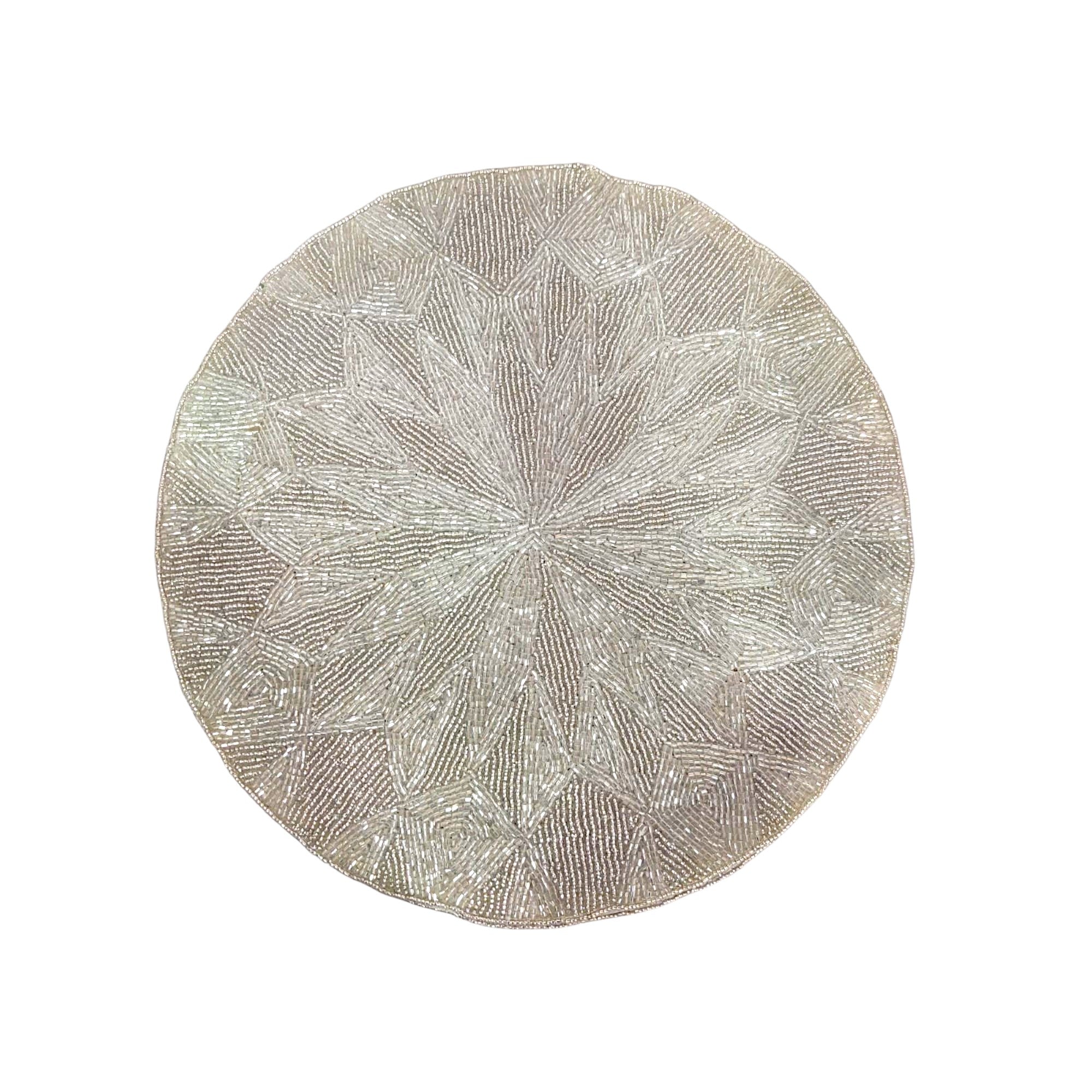 Round Beaded Silver Placemats Set of Two