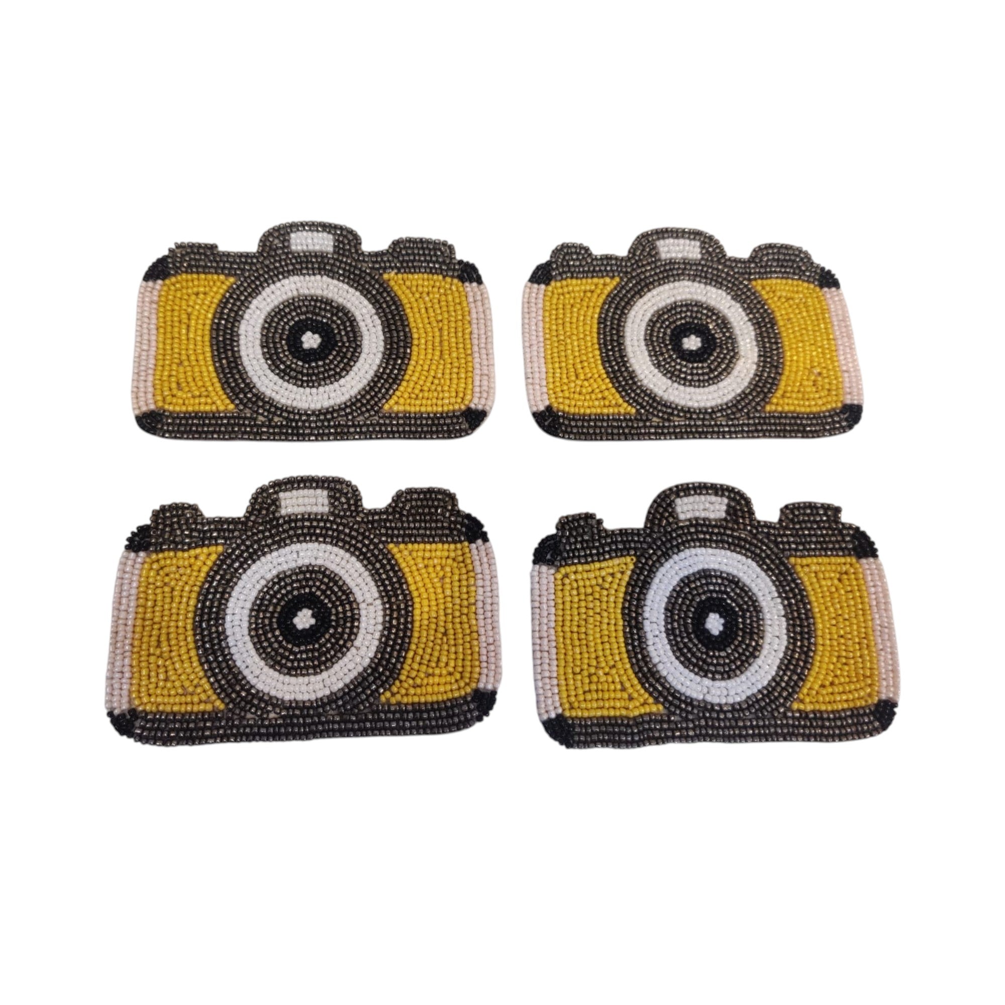 Beaded Car Design Coaster Set of Four (YELLOW)