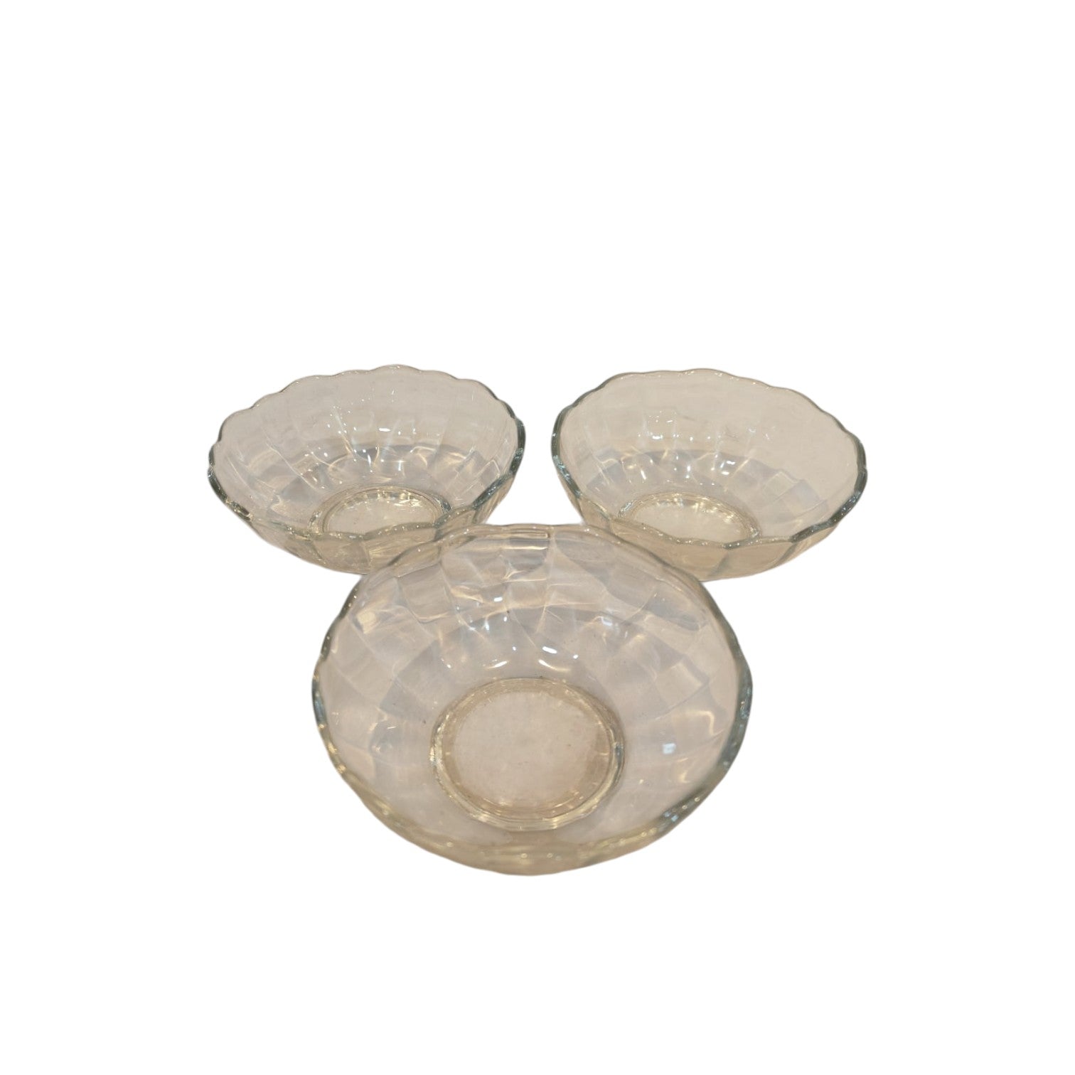 Crystal Cut Glass Snack Food Platter Bowl Set of 3