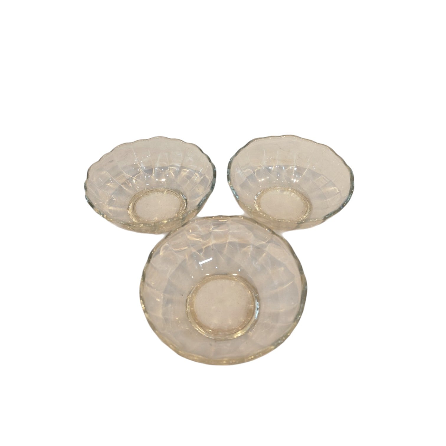 Crystal Cut Glass Snack Food Platter Bowl Set of 3