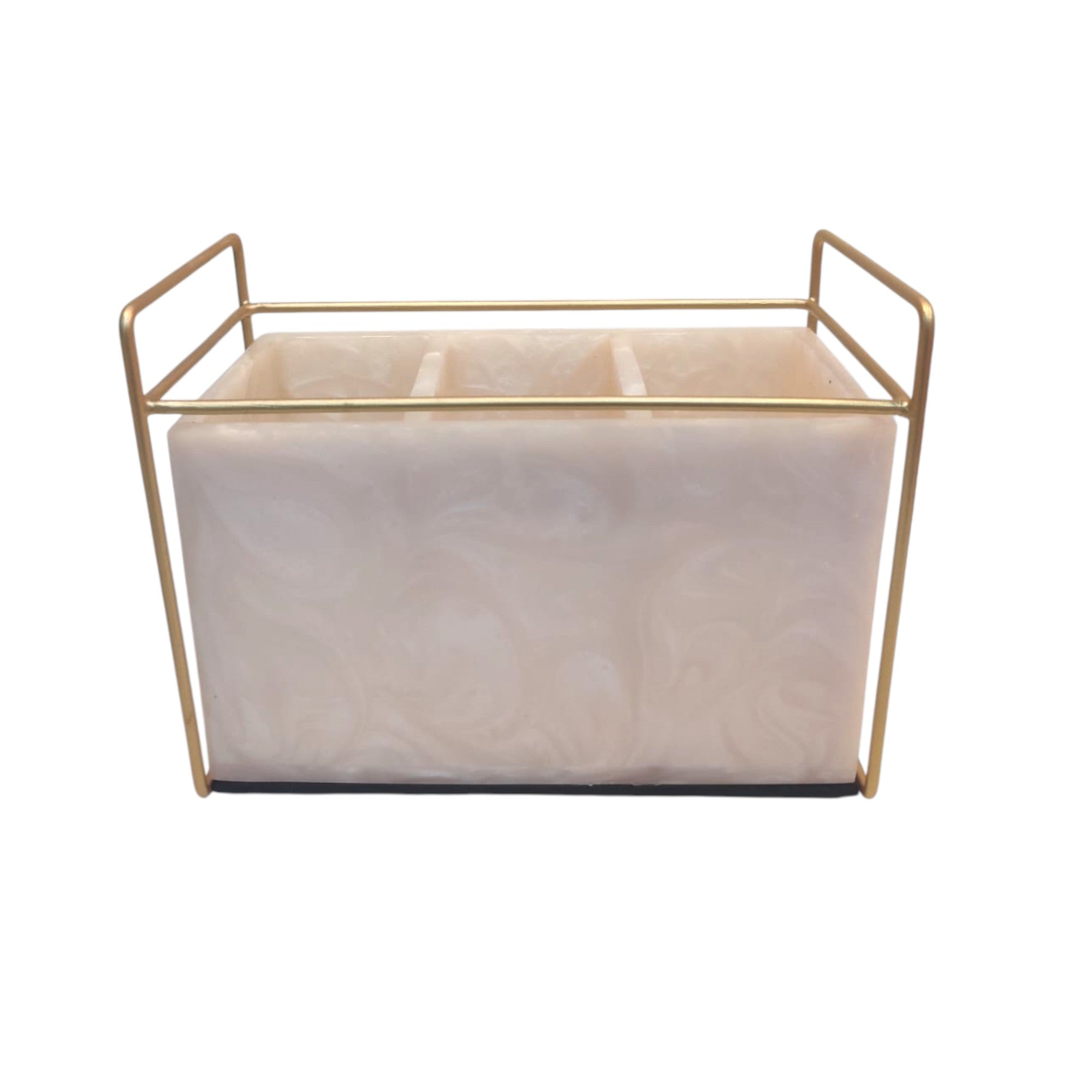 Premium Ivory Resin Cutlery Holder With Three Partition