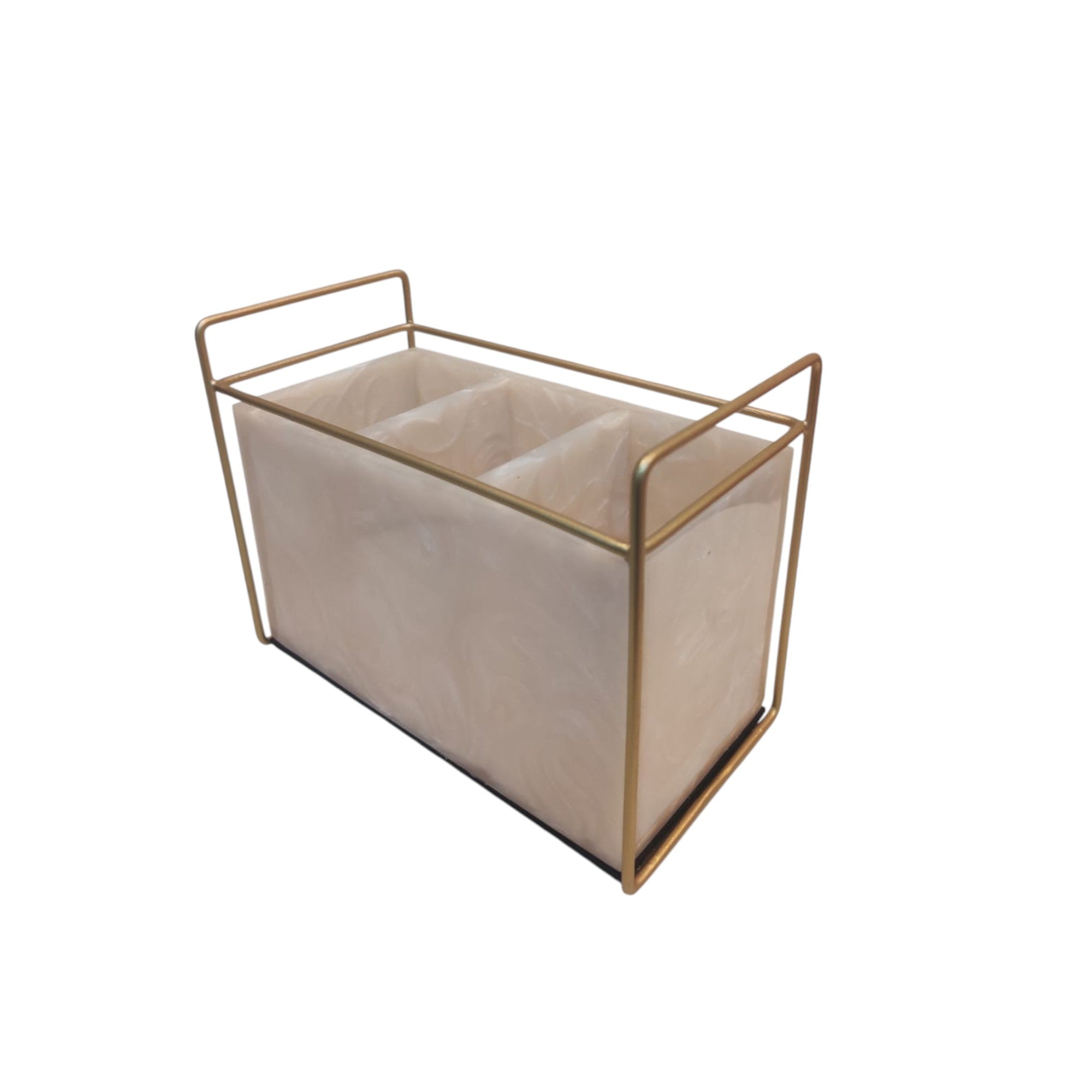 Premium Ivory Resin Cutlery Holder With Three Partition