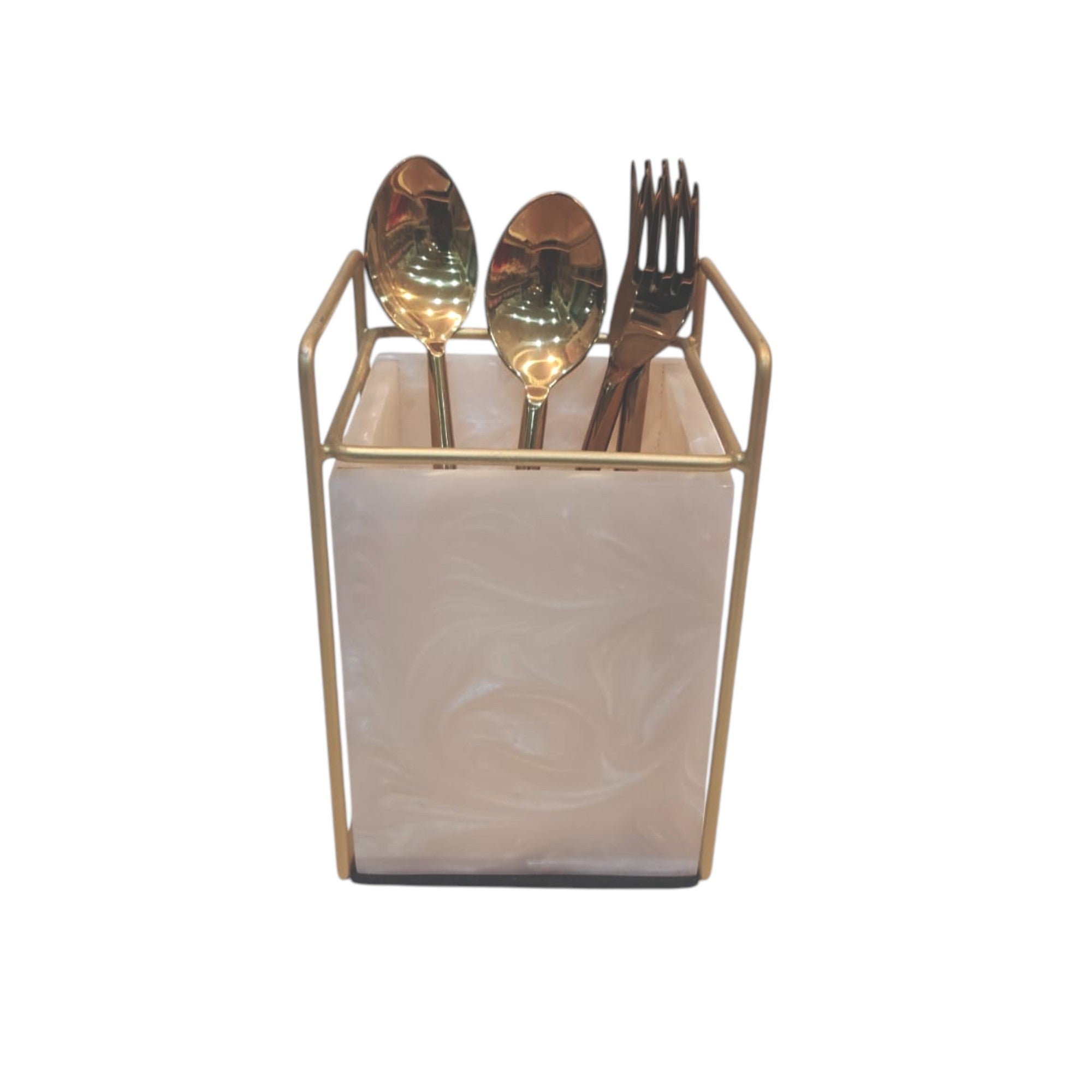 Premium Ivory Resin Cutlery Holder With Single Partition