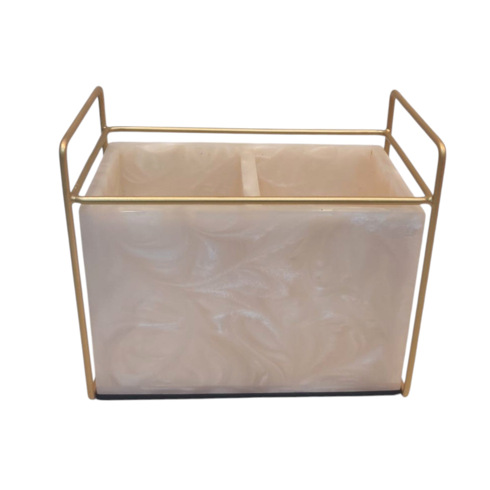 Premium Ivory Resin Cutlery Holder With Two Partition