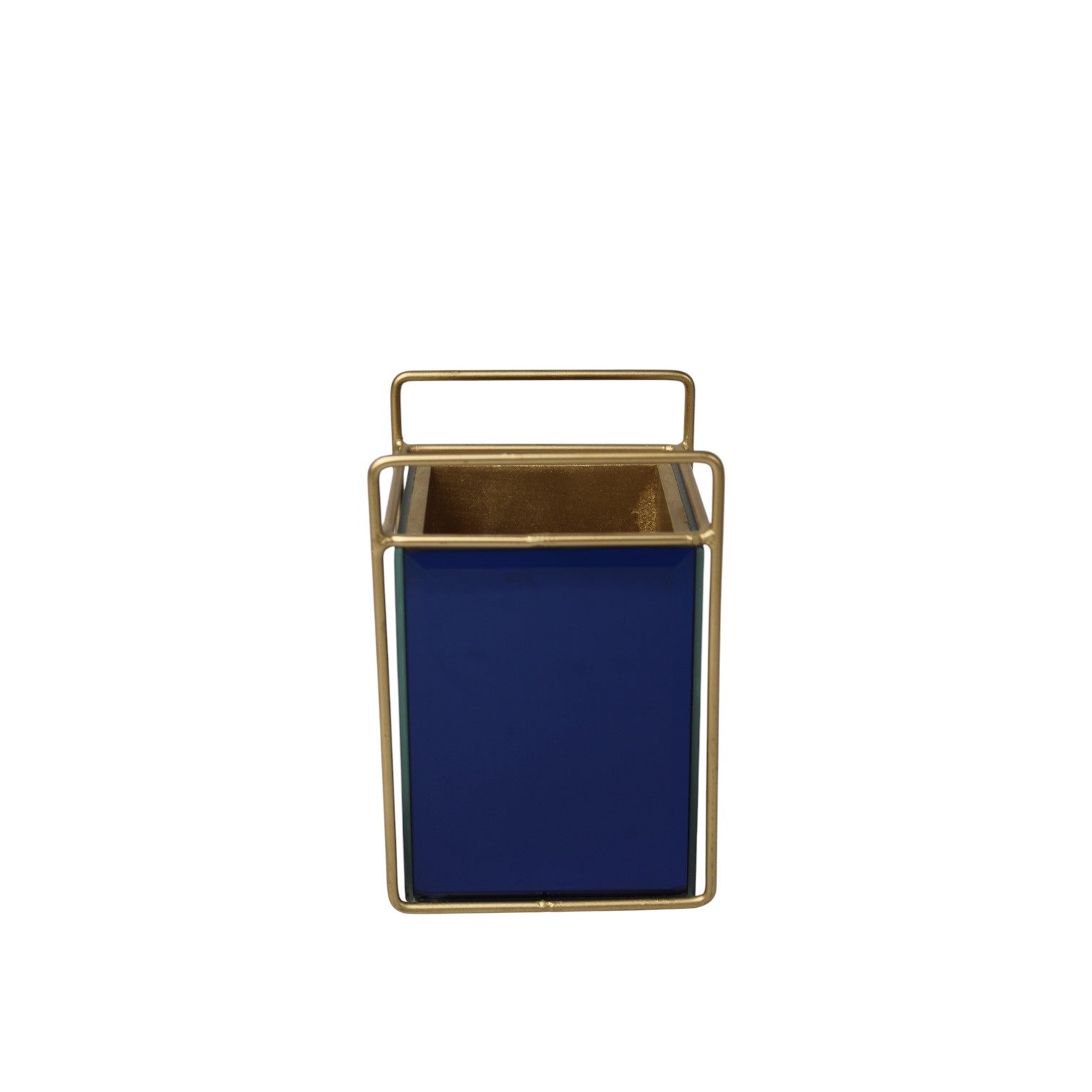 Modern Blue Cutlery Holder with Gold Metal Frame