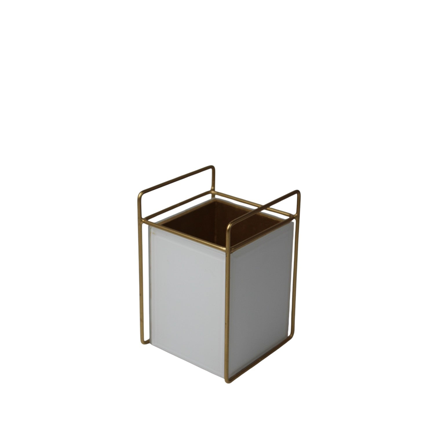 Modern White Cutlery Holder with Golden Frame