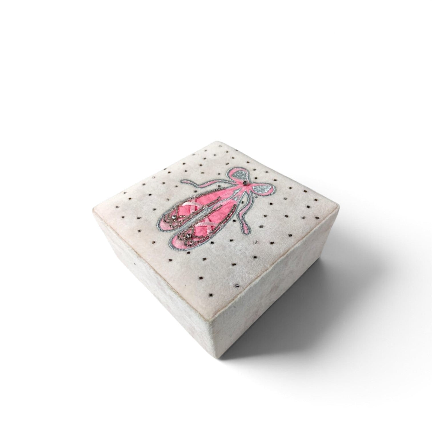 Treasure Hunt Velvet Jewellery Storage Box with Ballet Shoe Embroidery