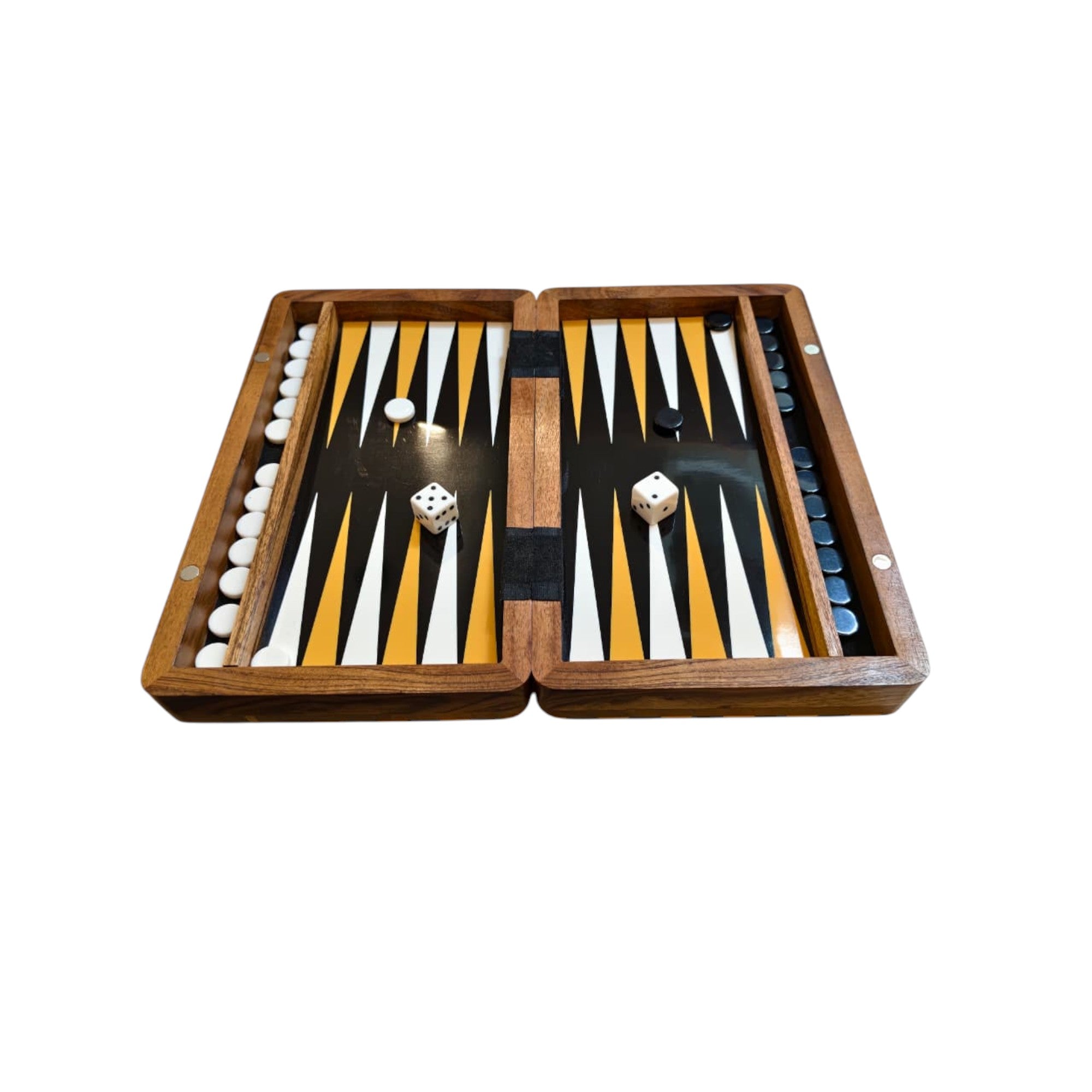 Luxury Wooden Backgammon Set | Foldable Travel Board Game with Dice & Playing Pieces