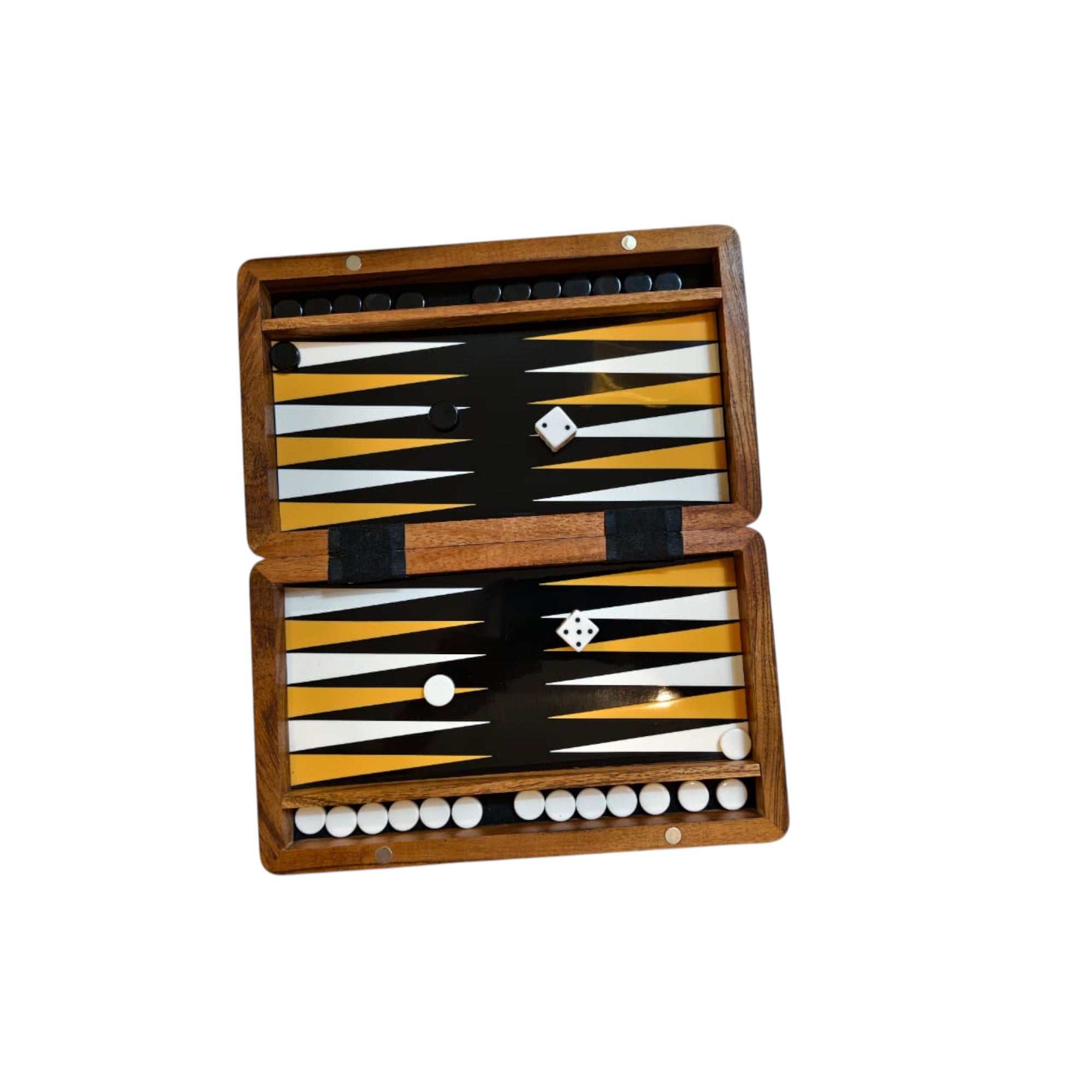 Luxury Wooden Backgammon Set | Foldable Travel Board Game with Dice & Playing Pieces
