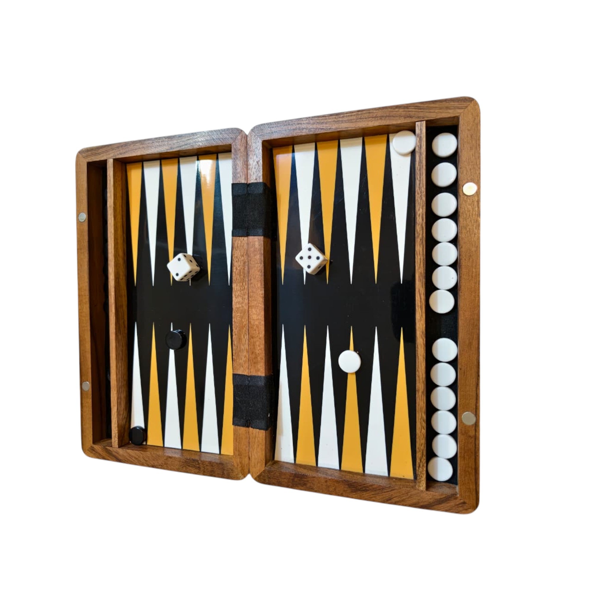 Luxury Wooden Backgammon Set | Foldable Travel Board Game with Dice & Playing Pieces