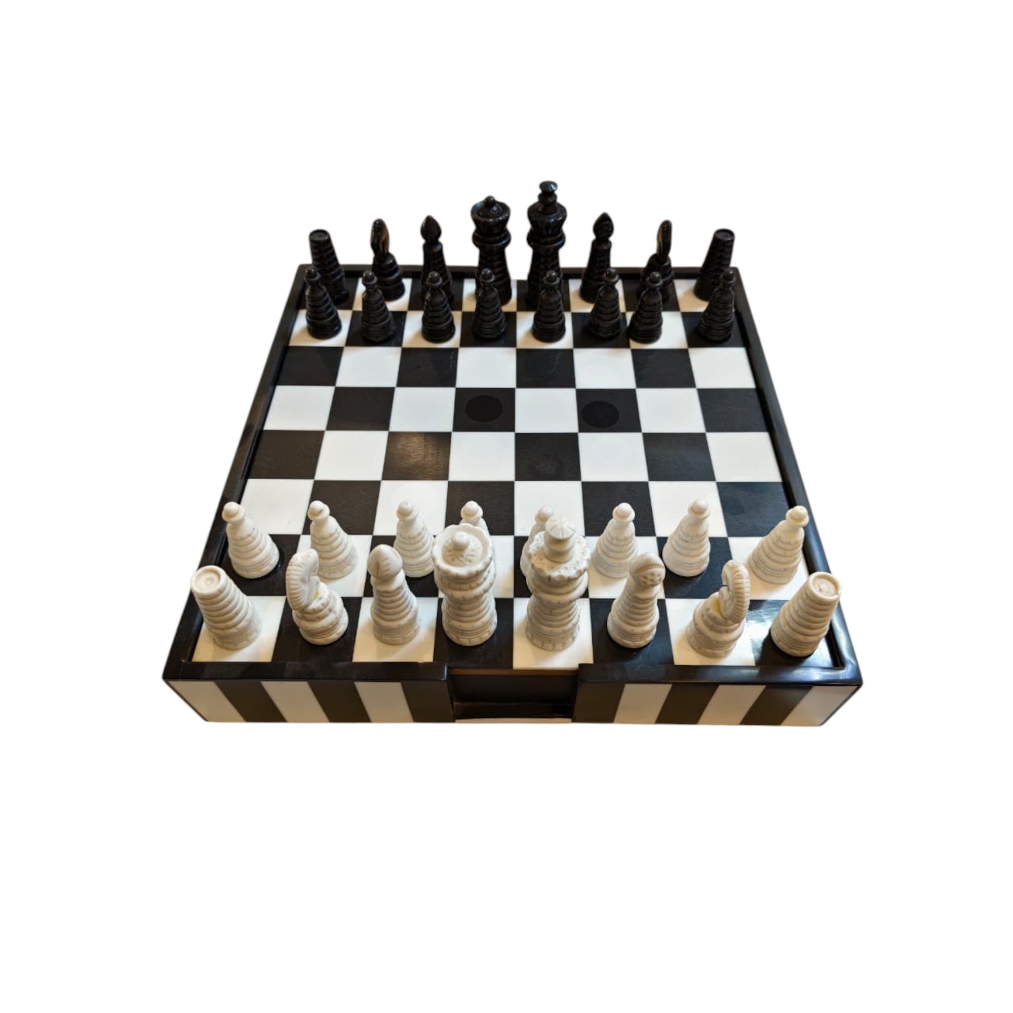 Luxury Handcrafted Black & White Chess Set