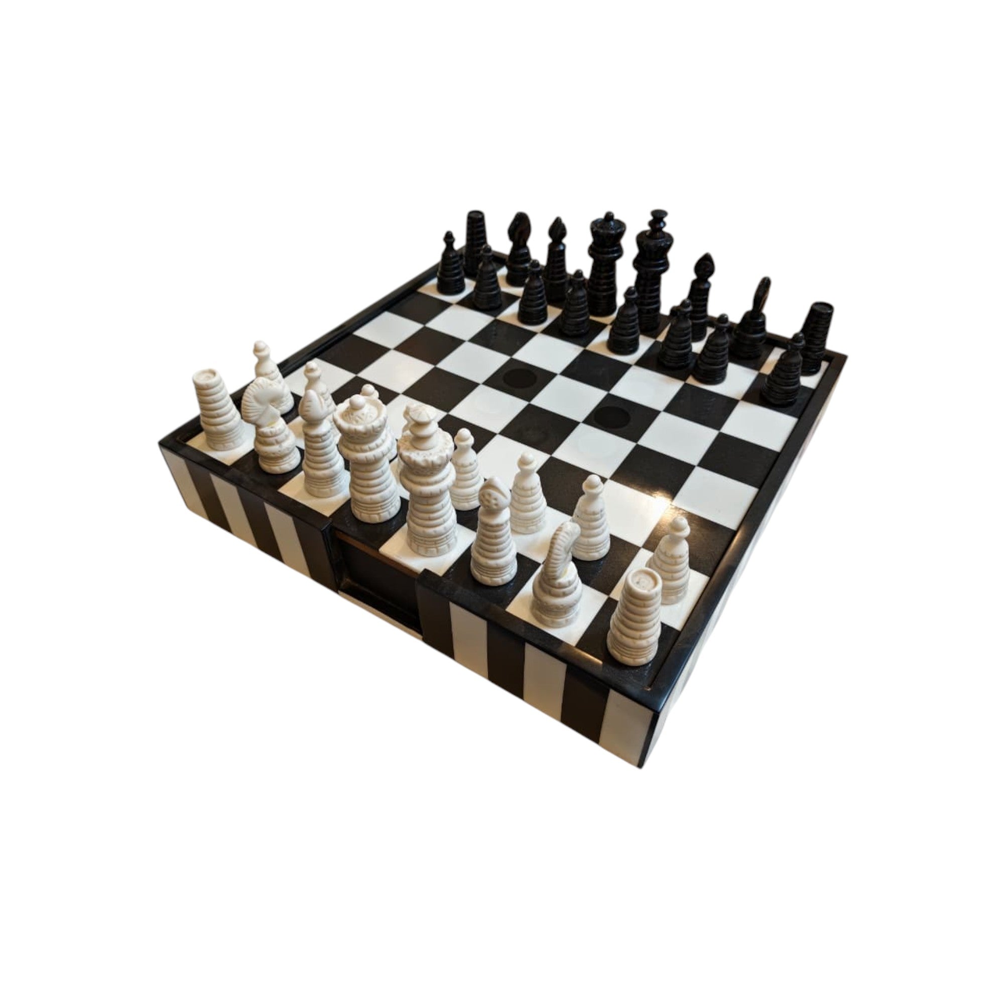 Luxury Handcrafted Black & White Chess Set