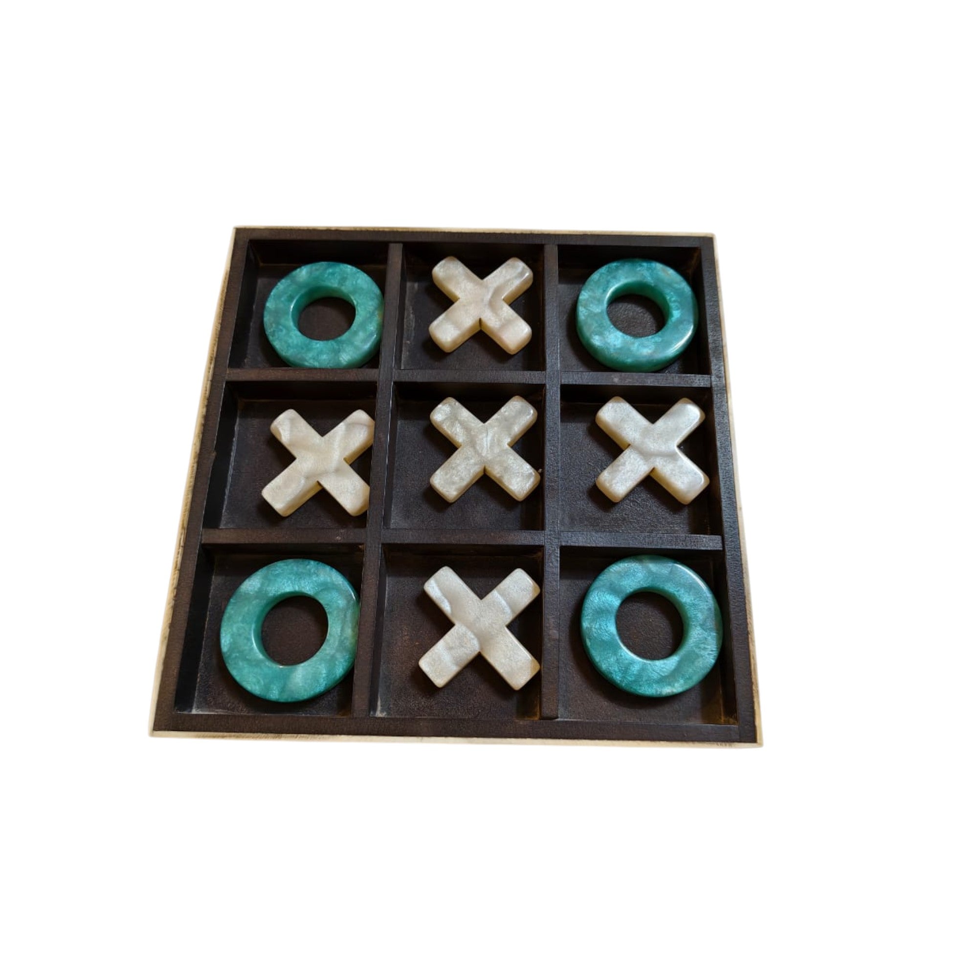 Luxury Tic Tac Toe Game Set with Decorative Resin X & O Pieces