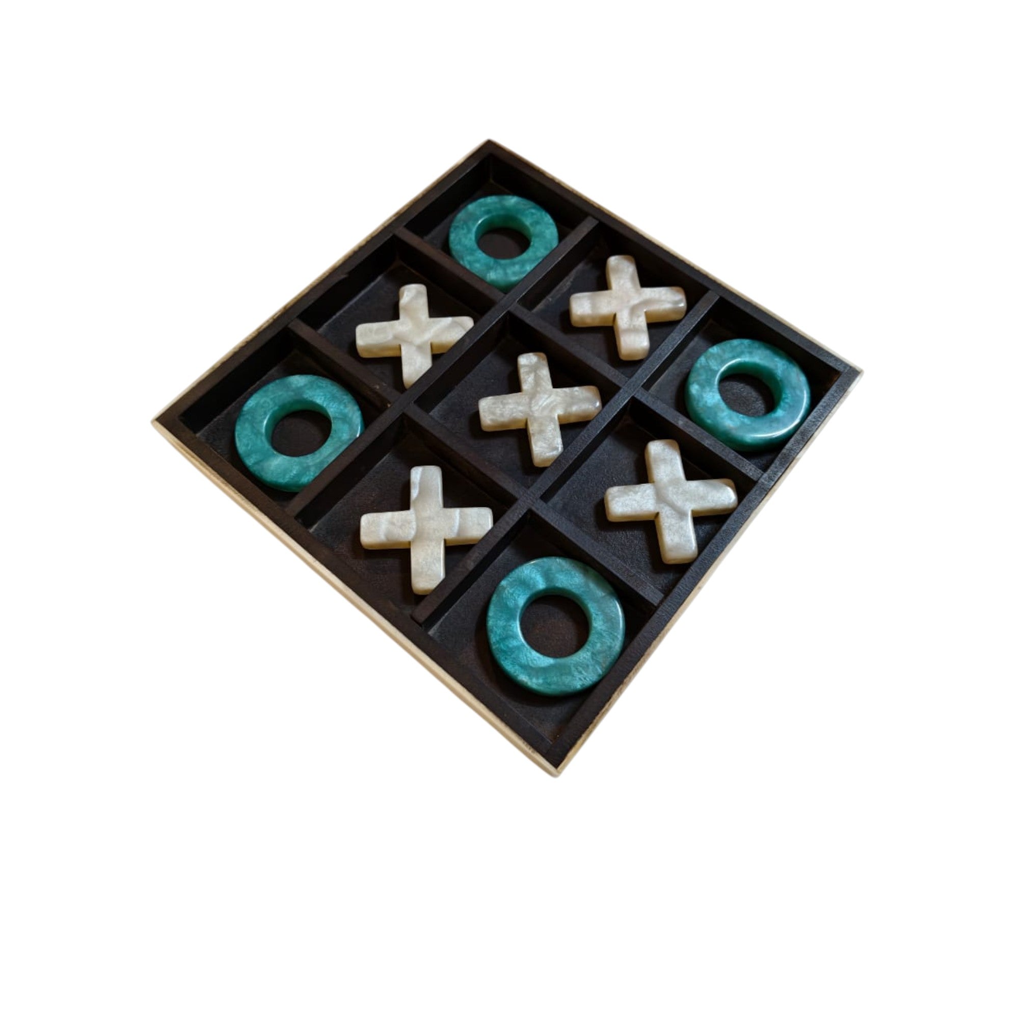 Luxury Tic Tac Toe Game Set with Decorative Resin X & O Pieces