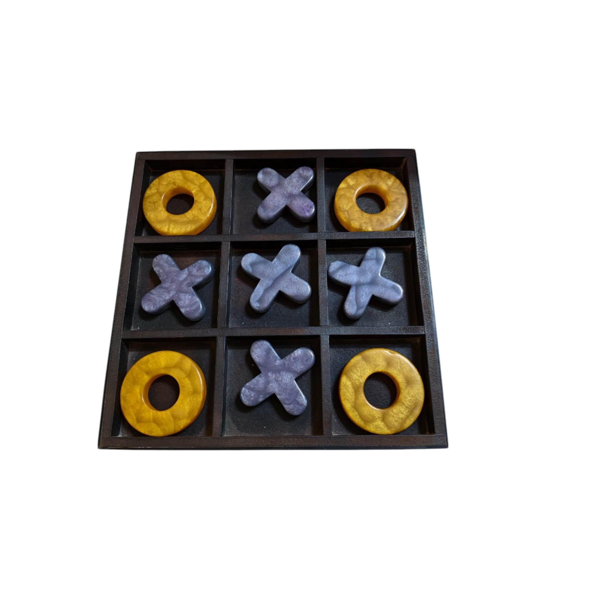 Luxury Tic Tac Toe Game Set with Decorative Resin X & O Pieces