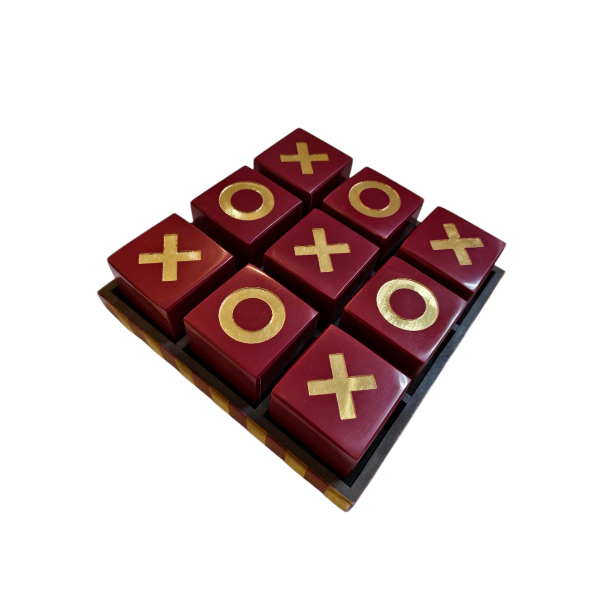 Luxury Tic Tac Toe Game Set | Red & Gold Decorative Game