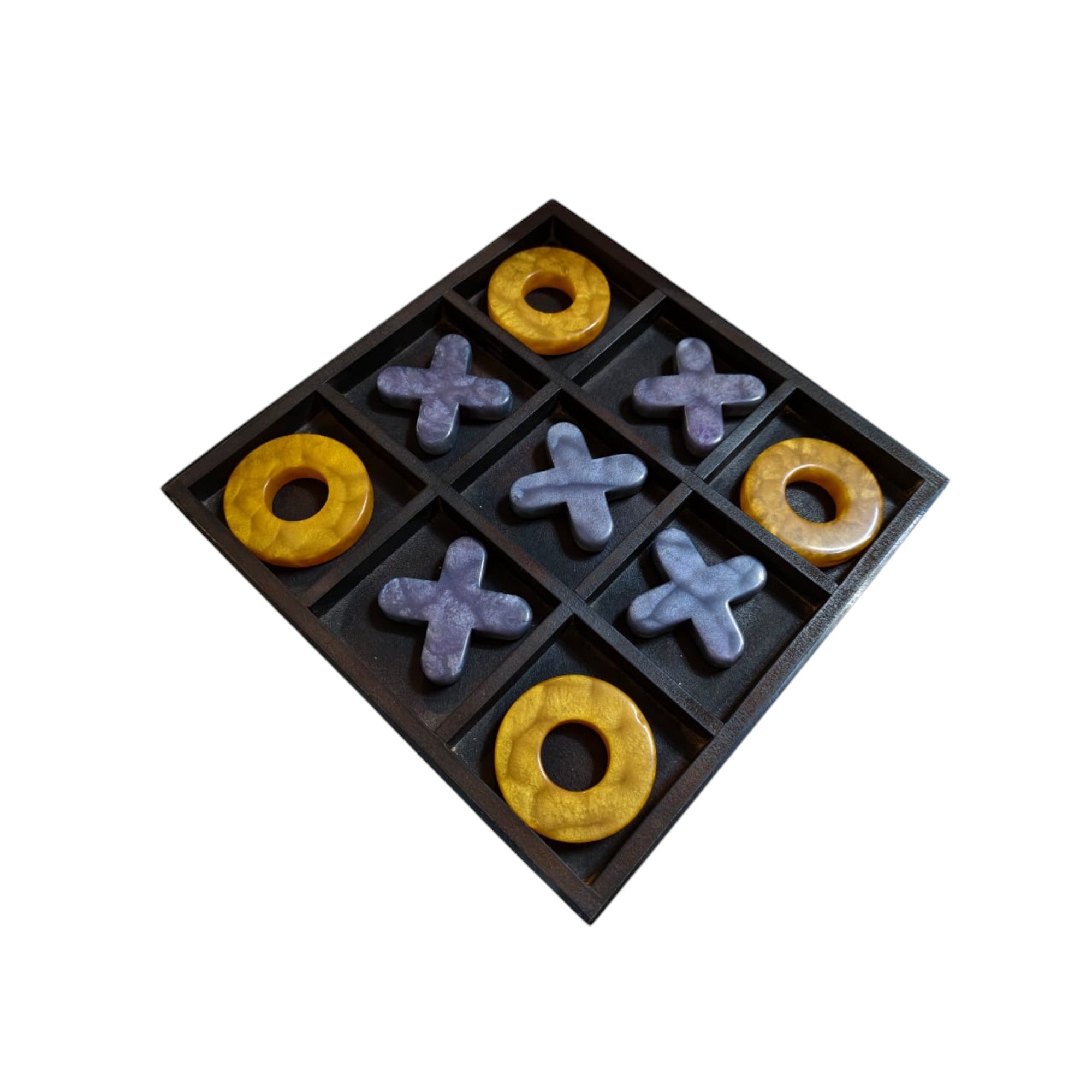 Luxury Tic Tac Toe Game Set with Decorative Resin X & O Pieces