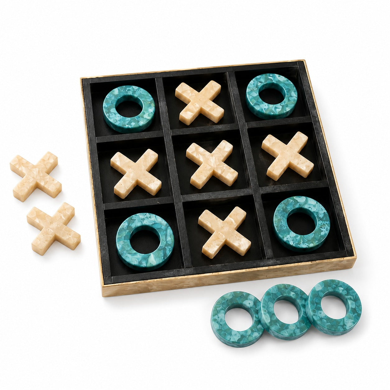 Luxury Tic Tac Toe Game Set with Decorative Resin X & O Pieces