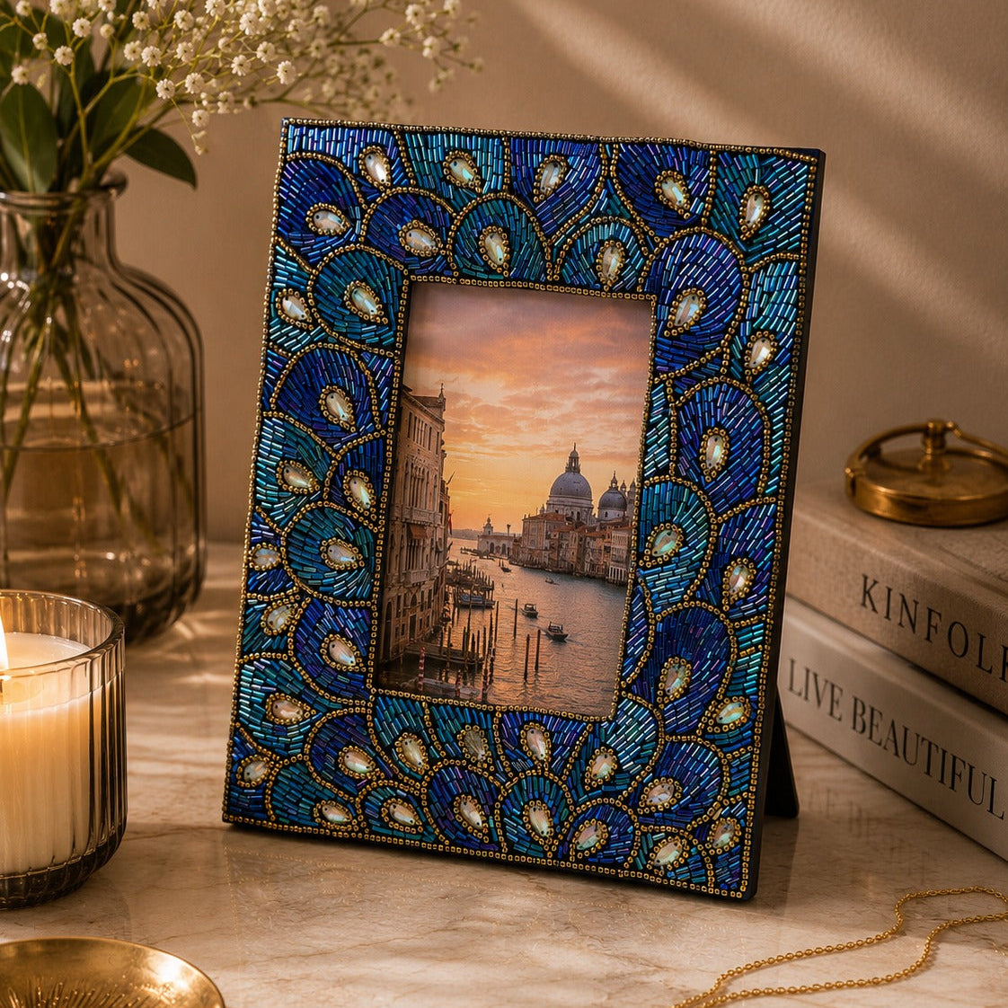 Handmade Beaded Photo Frame – Luxury Mosaic Picture Frame