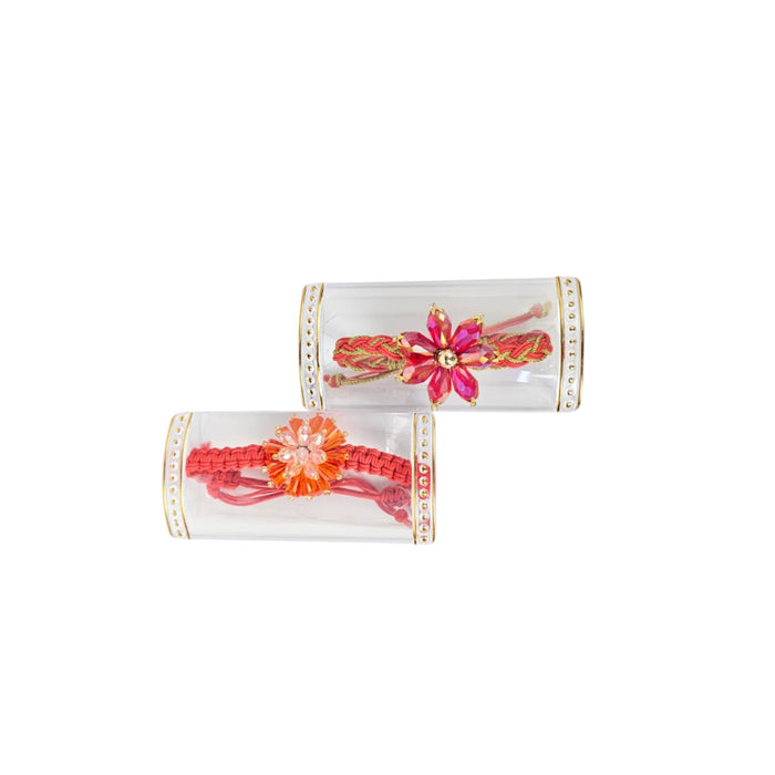 Handcrafted Elegant Floral Crystal Rakhi Set (Pack of 2)
