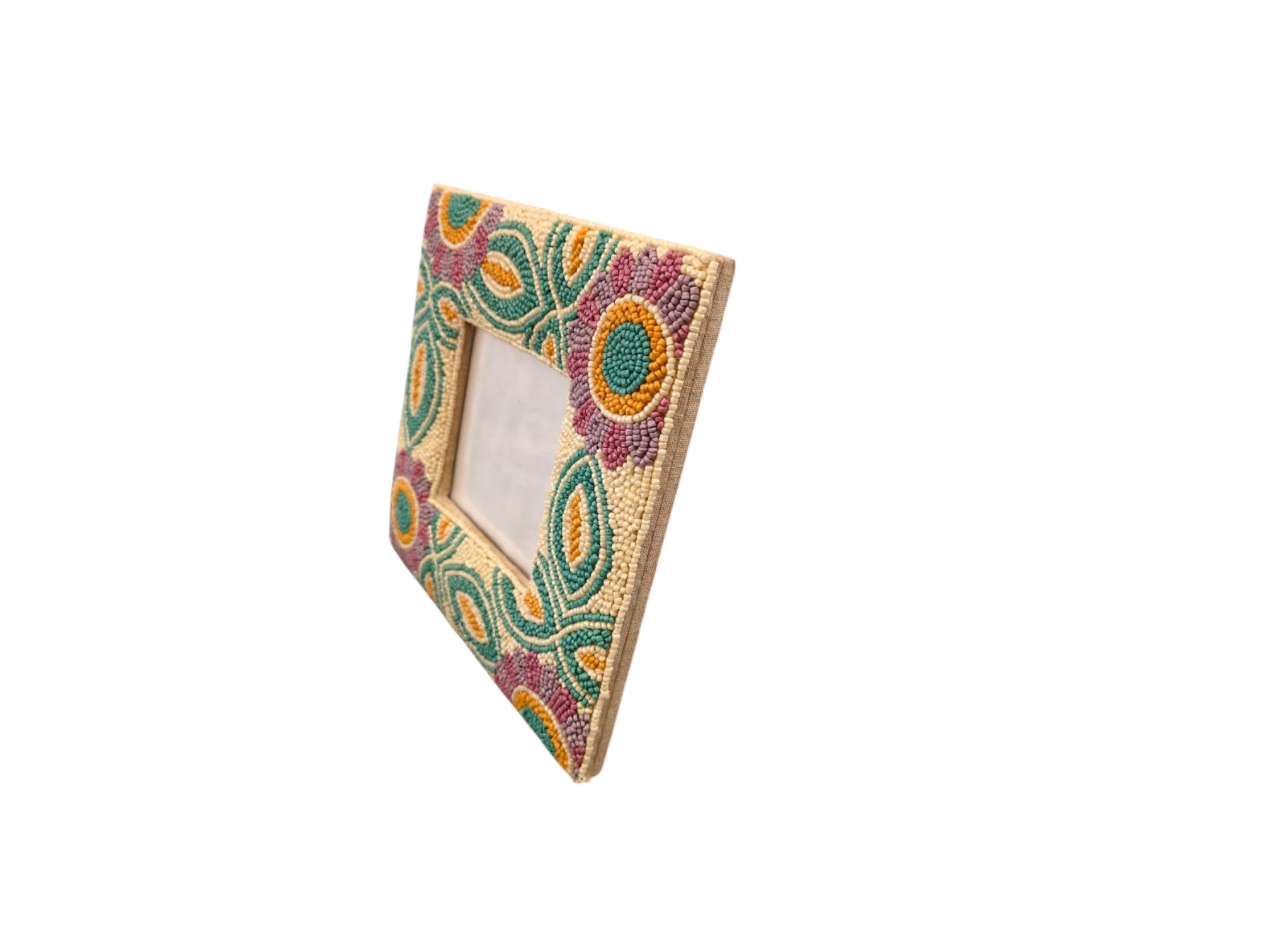 Artisan Hand-Beaded Photo Frame