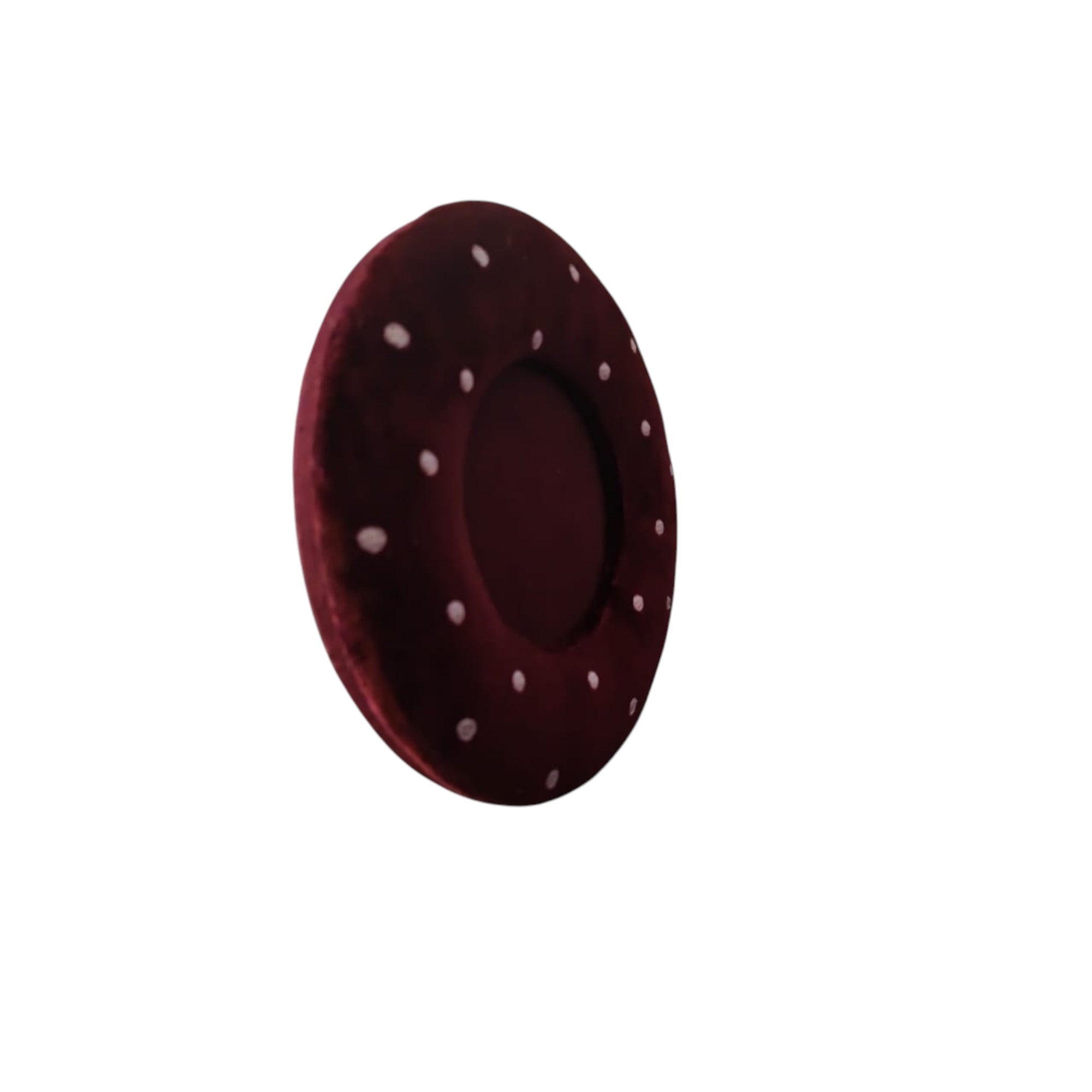 Burgundy Velvet Round Photo Frame with Gold Embellishments