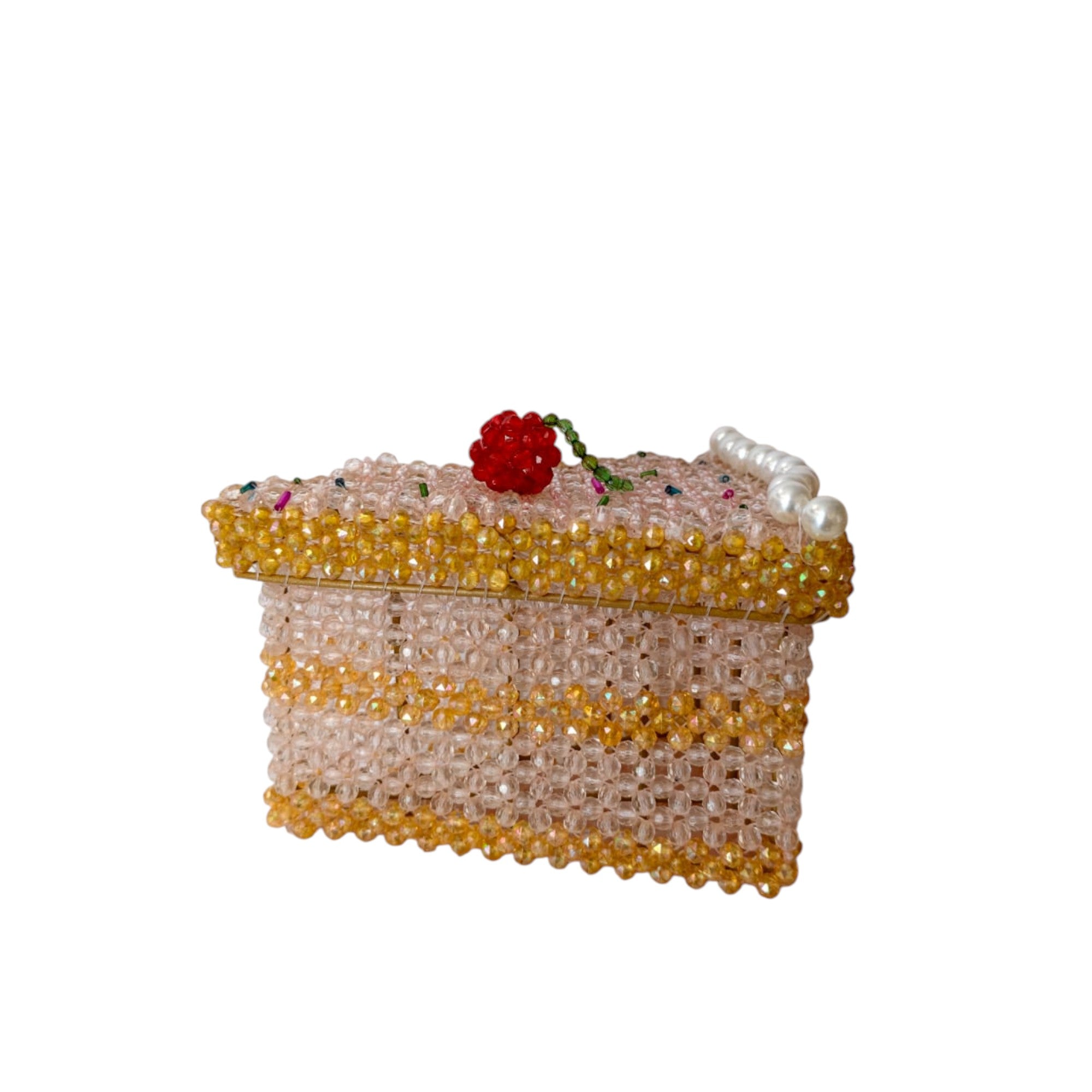 Handcrafted Beaded Jewellery Box with Pearl & Floral