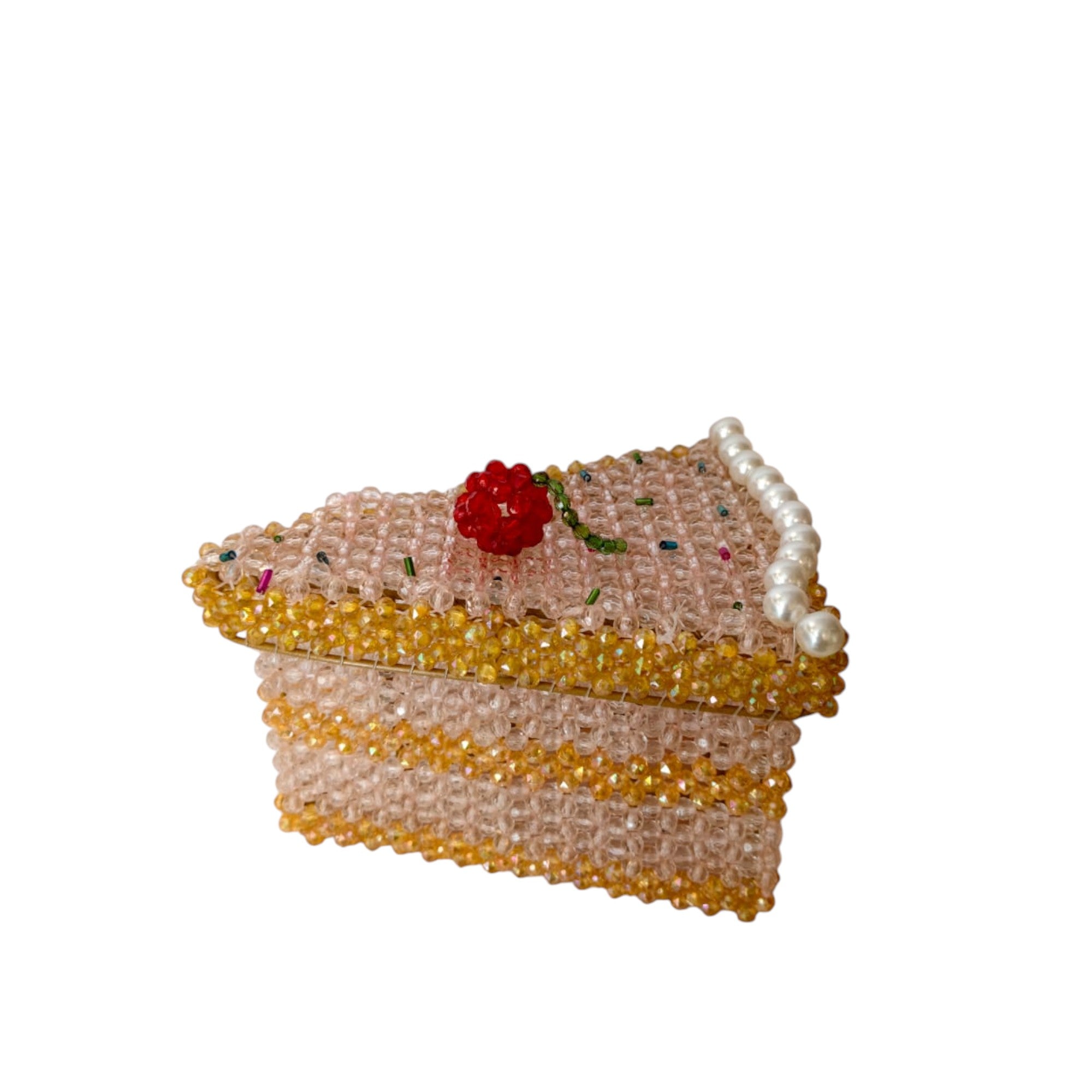 Handcrafted Beaded Jewellery Box with Pearl & Floral