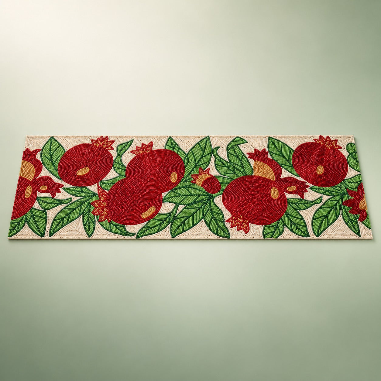 Pomegranate Design Beaded Table Runner