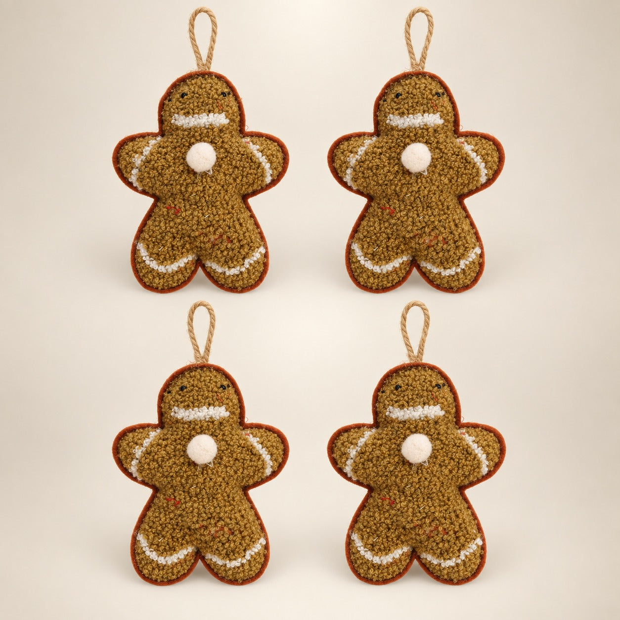 Set of 4 Gingerbread Man Christmas Ornaments