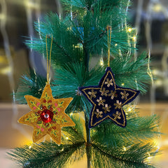 Set of 2 Star Shaped Christmas Ornament