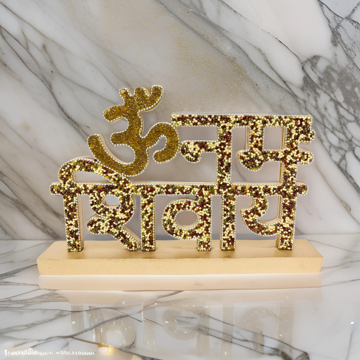 Om Namah ShivayA Gold Glitter Table top-TH-5693