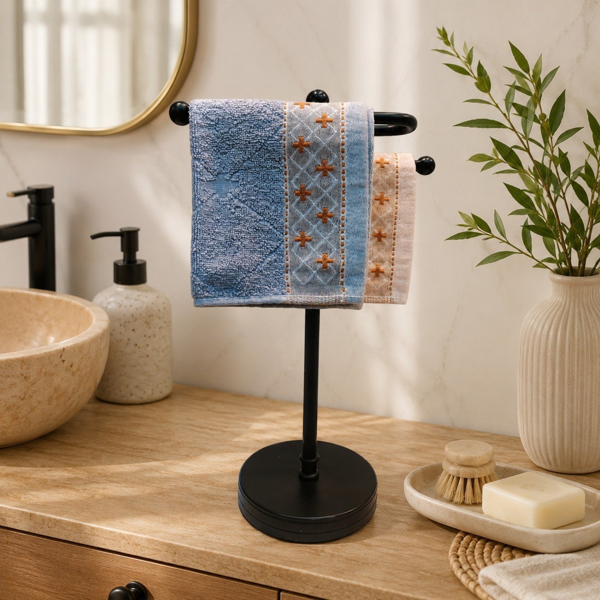 Premium Black Base Hand Towel Stand