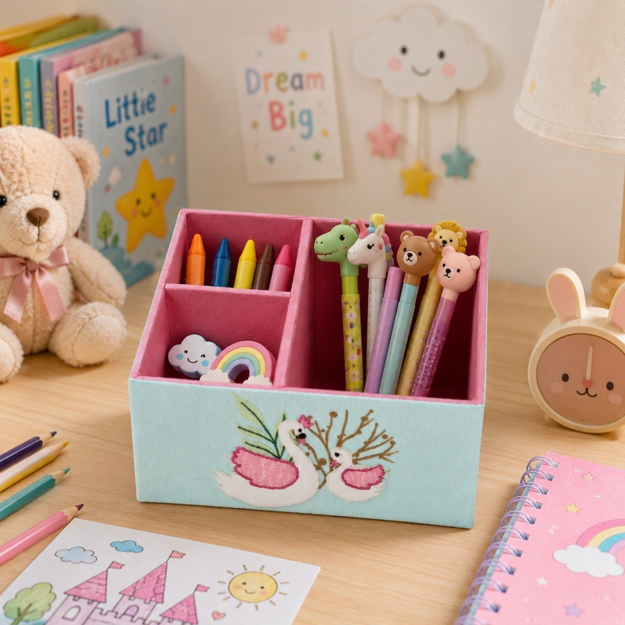 Kids Stationery Holder with Swan Design