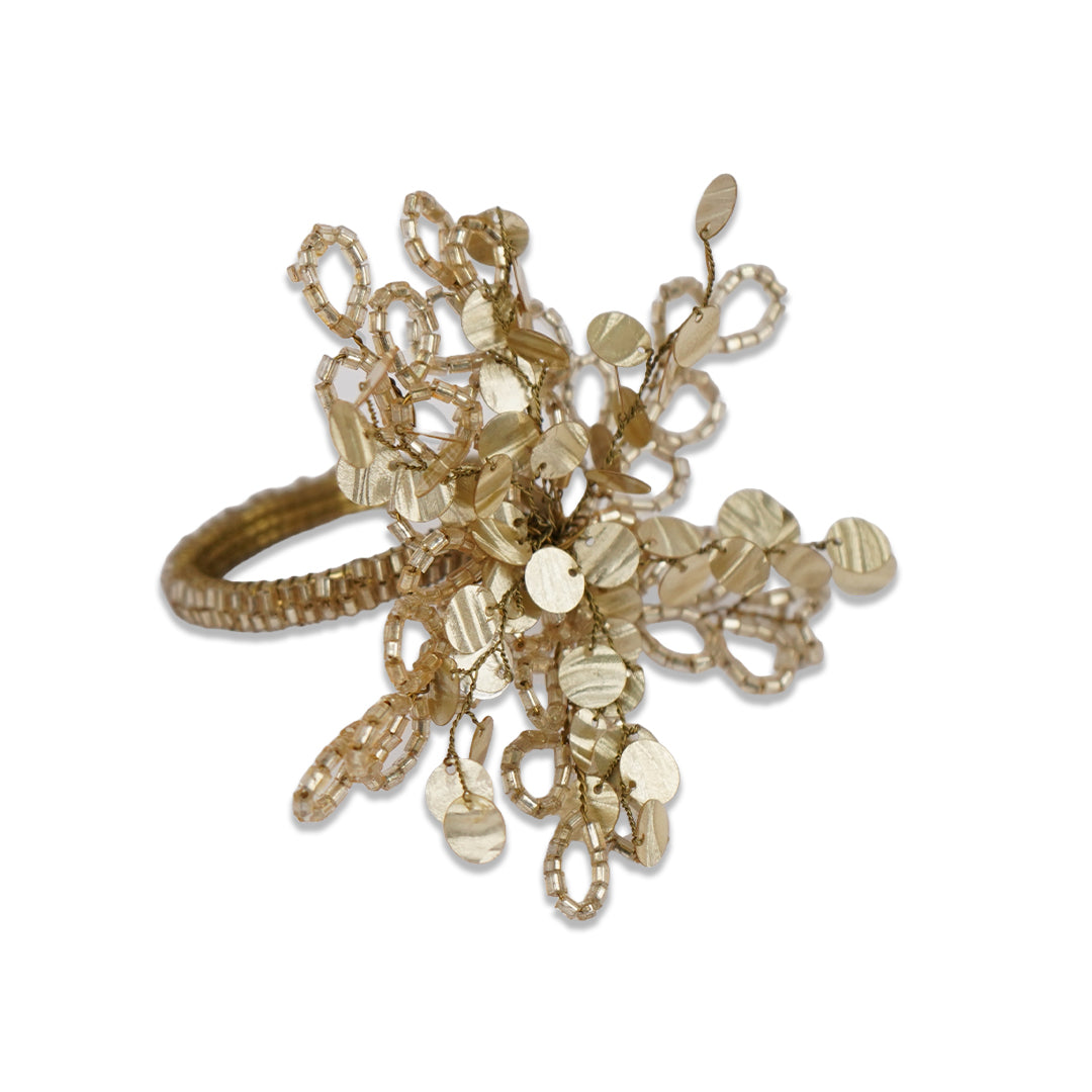 Golden Beaded Napkin Ring Set of Four