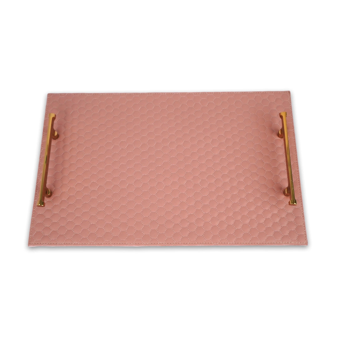 Pink Leatherite Tray with Handle