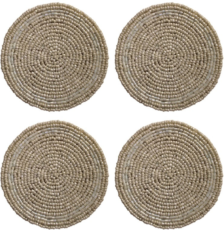 Beaded Coaster in White Colour Set of Four
