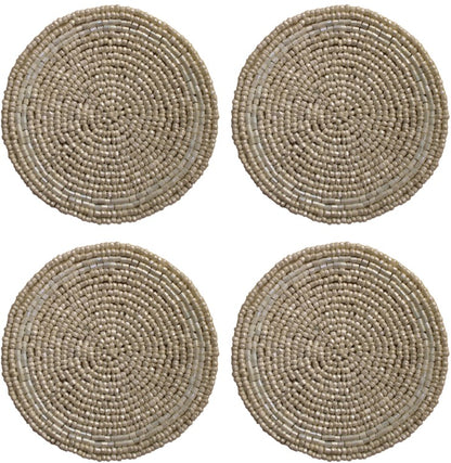 Beaded Coaster in White Colour Set of Four