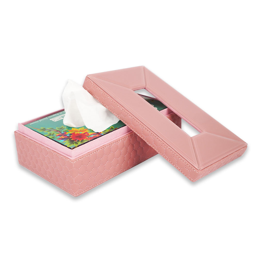 Pink Mirror / Leather Hide Tissue Holder-TH-3463